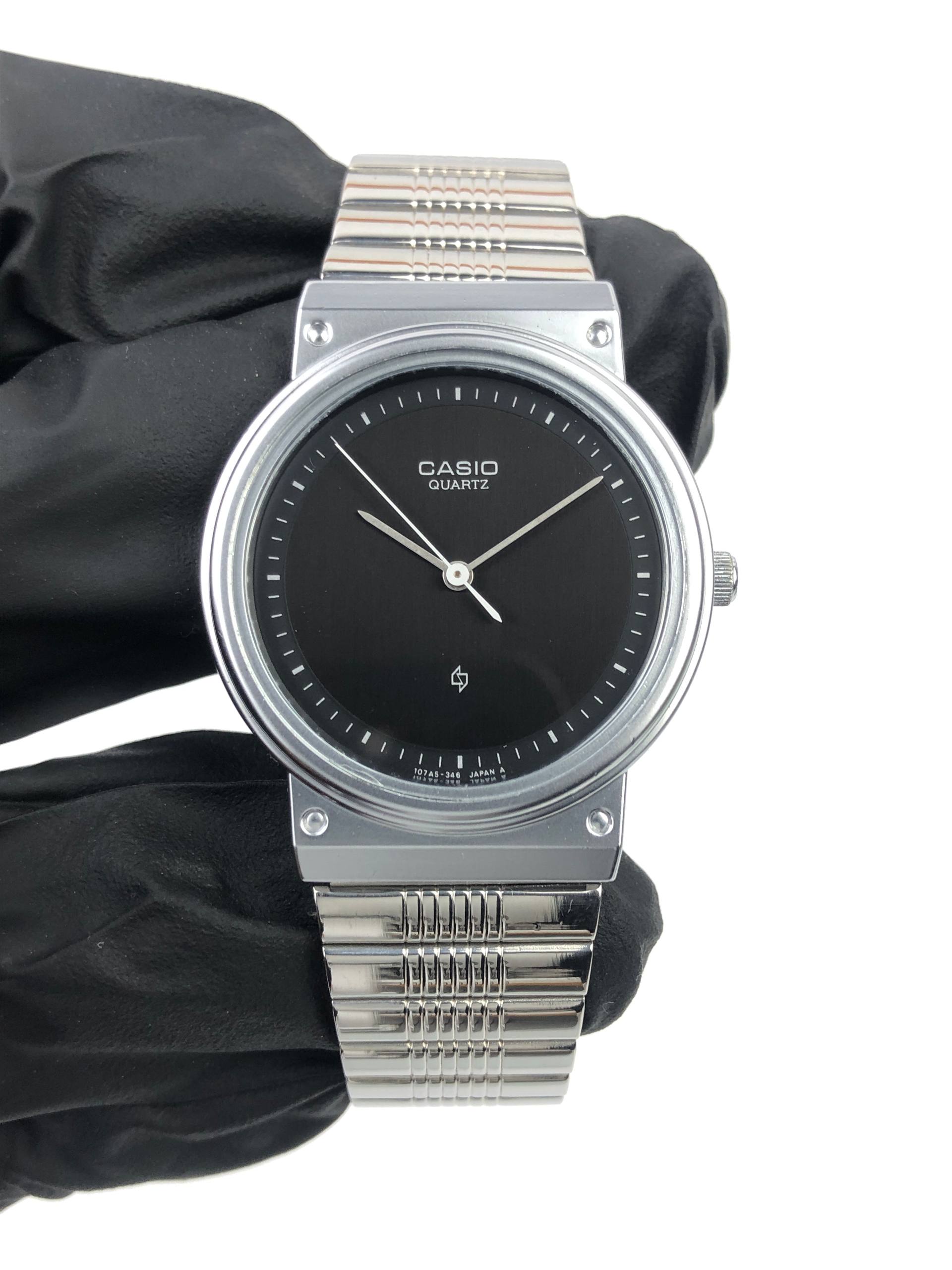 CASIO QUARTZ ANALOG SIMPLE BLACK DIAL - Gambar 2