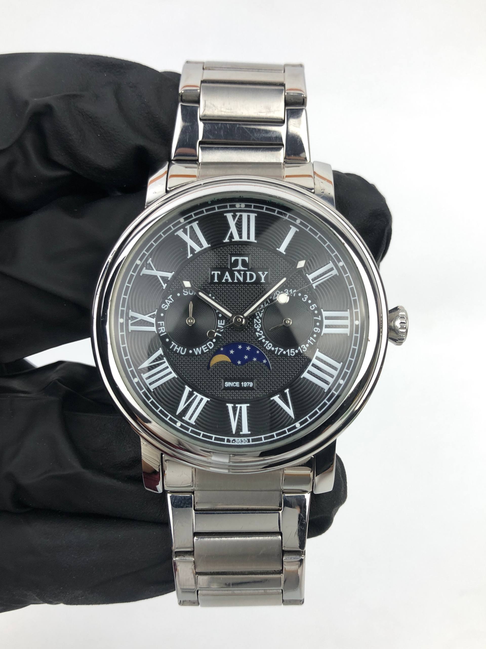 TANDY MULTIFUNCTION MOONPHASE BLACK DIAL QUARTZ - Gambar 2