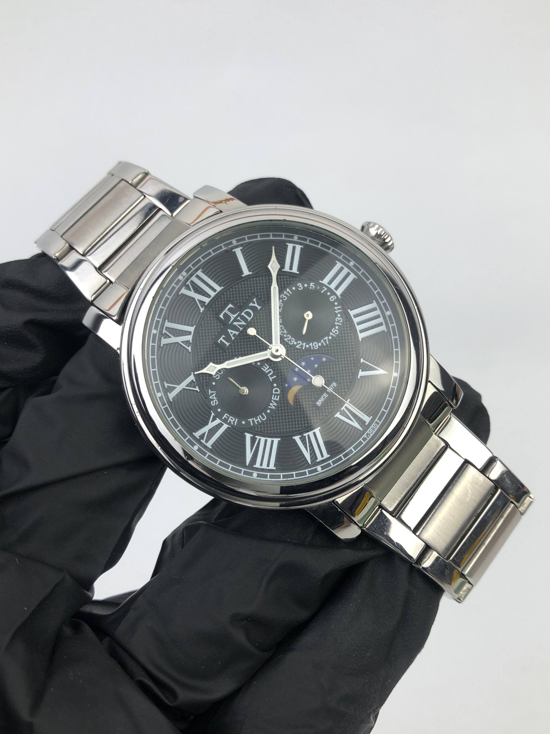 TANDY MULTIFUNCTION MOONPHASE BLACK DIAL QUARTZ - Gambar 4