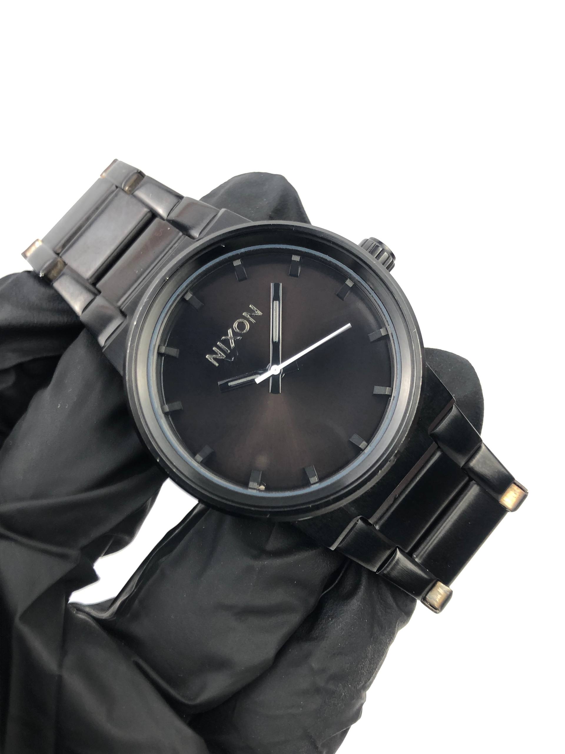 NIXON TIME TELLER ALL BLACK QUARTZ STAINLESS STEEL - Gambar 4