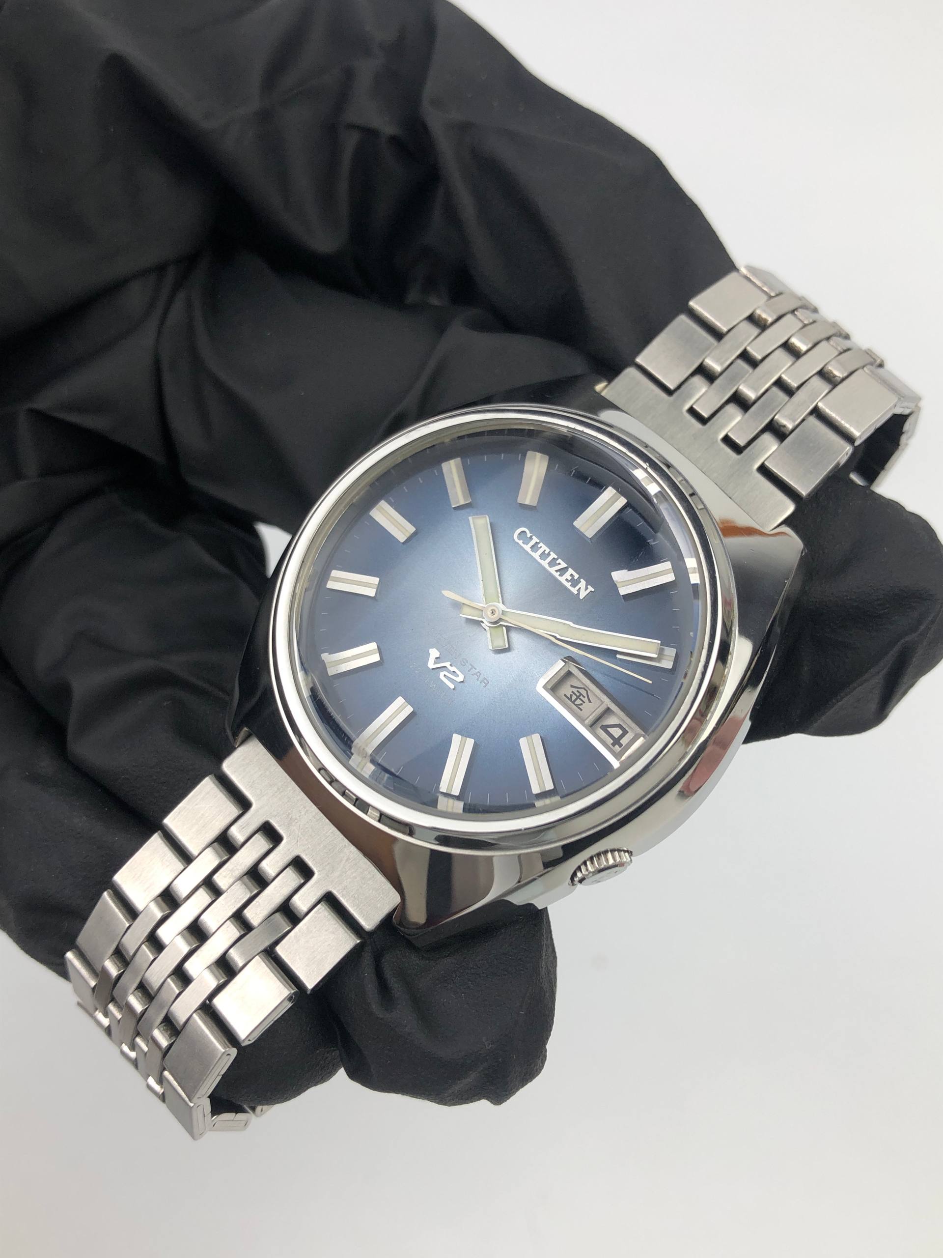 CITIZEN SEVEN STAR V2 CAL 7700 AUTOMATIC DAY-DATE BLUE SUNBURST DIAL - Gambar 3