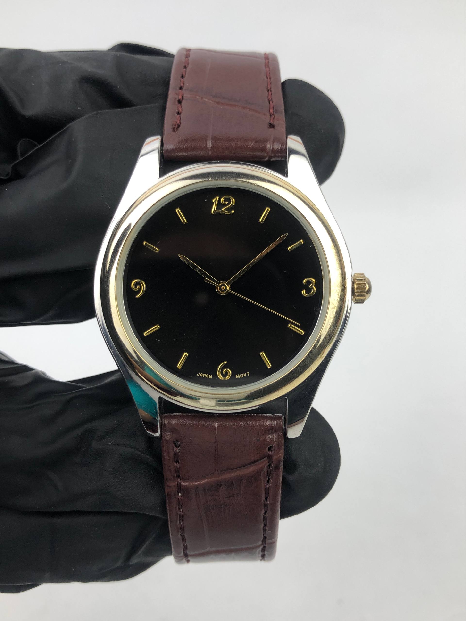 JAPAN WATCH QUARTZ MAN BLACK DIAL - Gambar 2