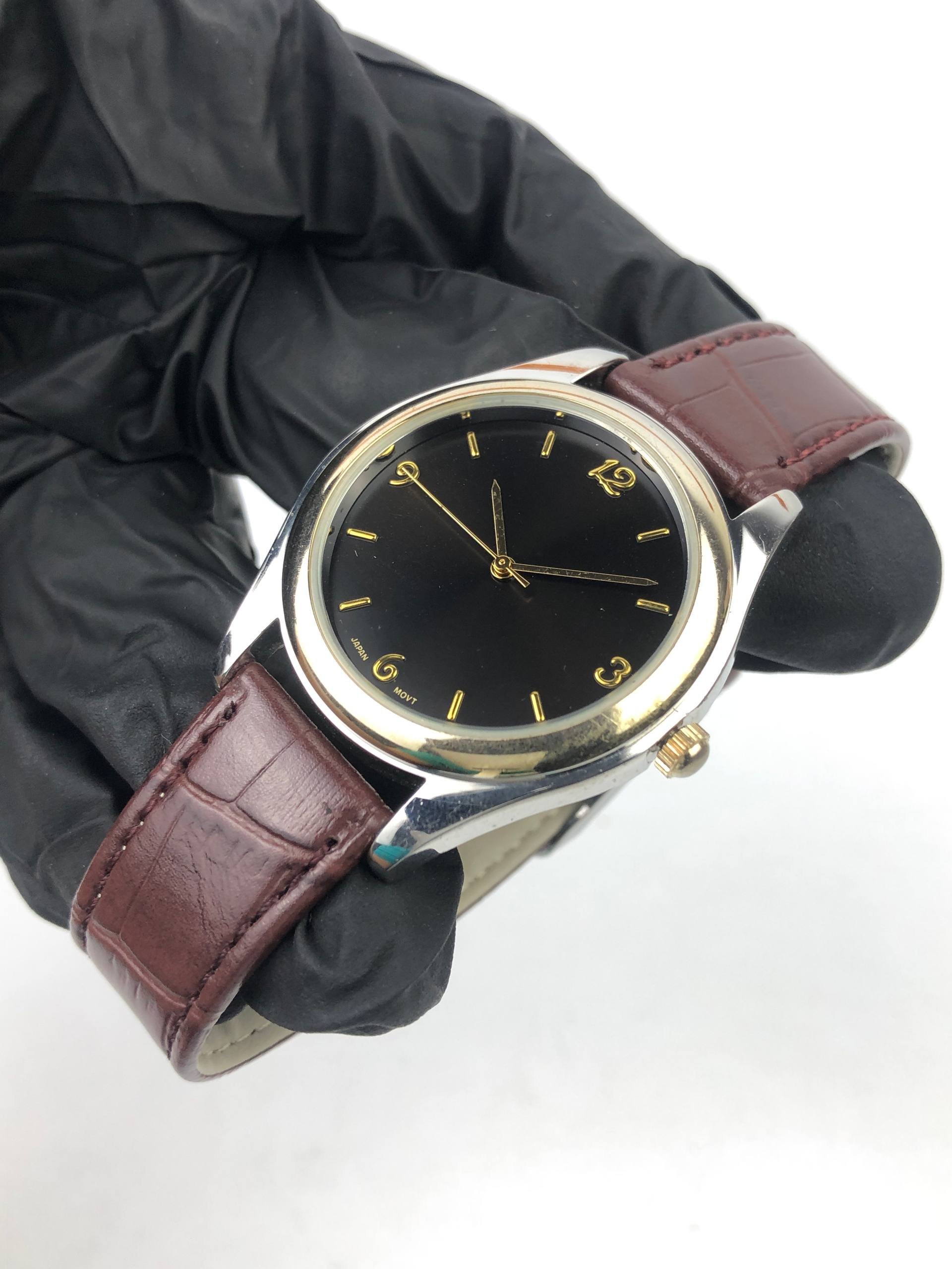 JAPAN WATCH QUARTZ MAN BLACK DIAL - Gambar 3