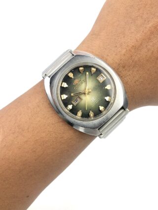 ORIENT AUTOMATIC 21 JEWELS GREEN FUME DIAL DUAL CALENDAR VINTAGE