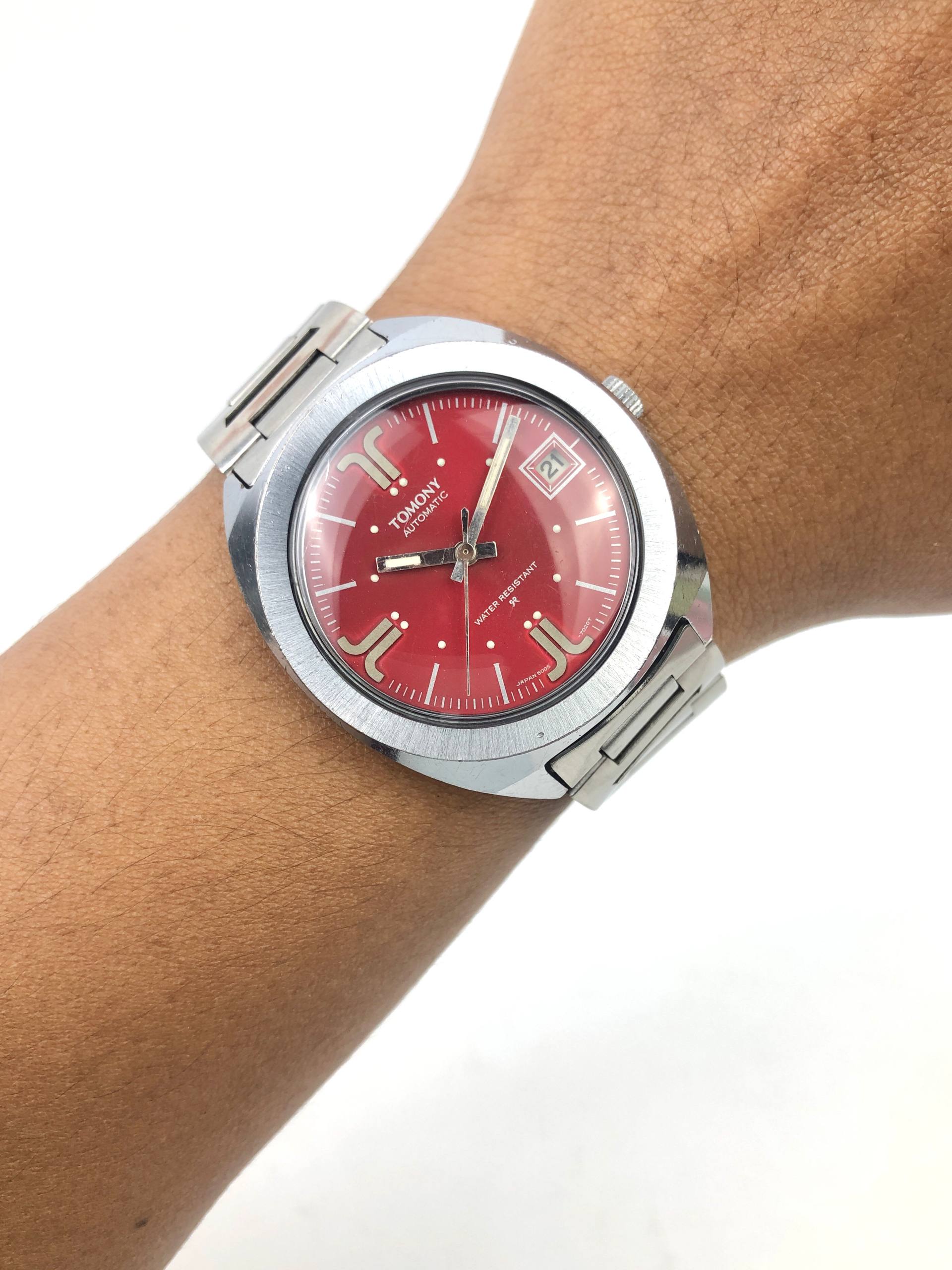 TOMONY AUTOMATIC 5005A RARE RED DIAL VINTAGE JAPAN