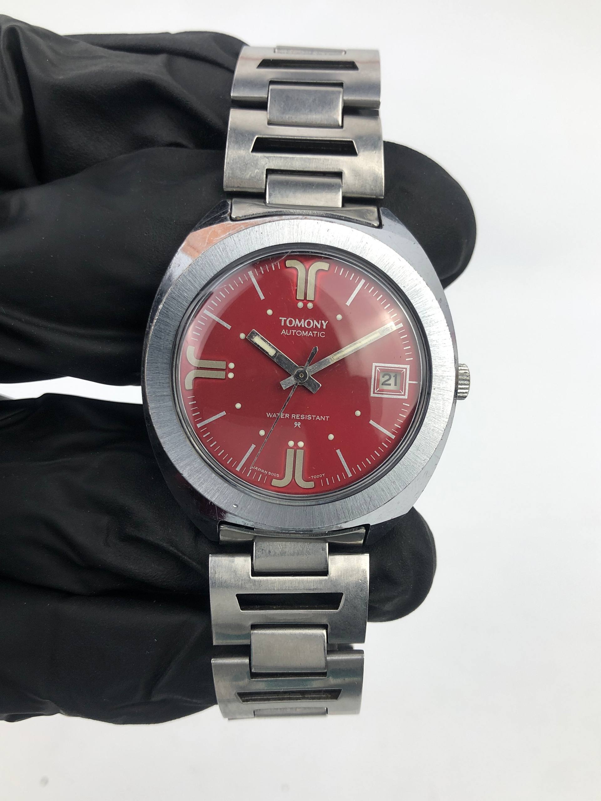 TOMONY AUTOMATIC 5005A RARE RED DIAL VINTAGE JAPAN - Gambar 2