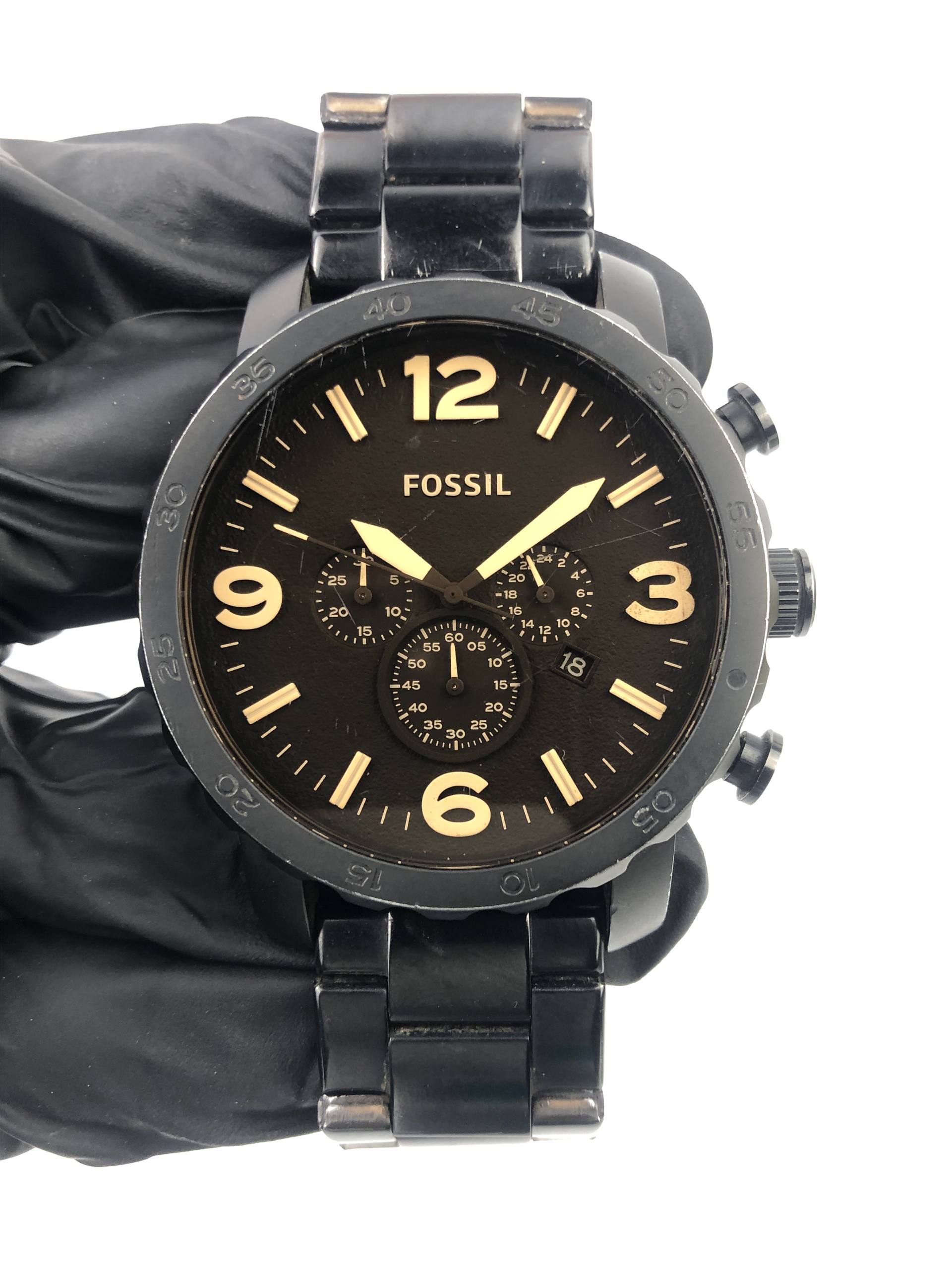 FOSSIL NATE CHRONOGRAPH BLACK DIAL FULL BLACK MEN’S WATCH - Gambar 2