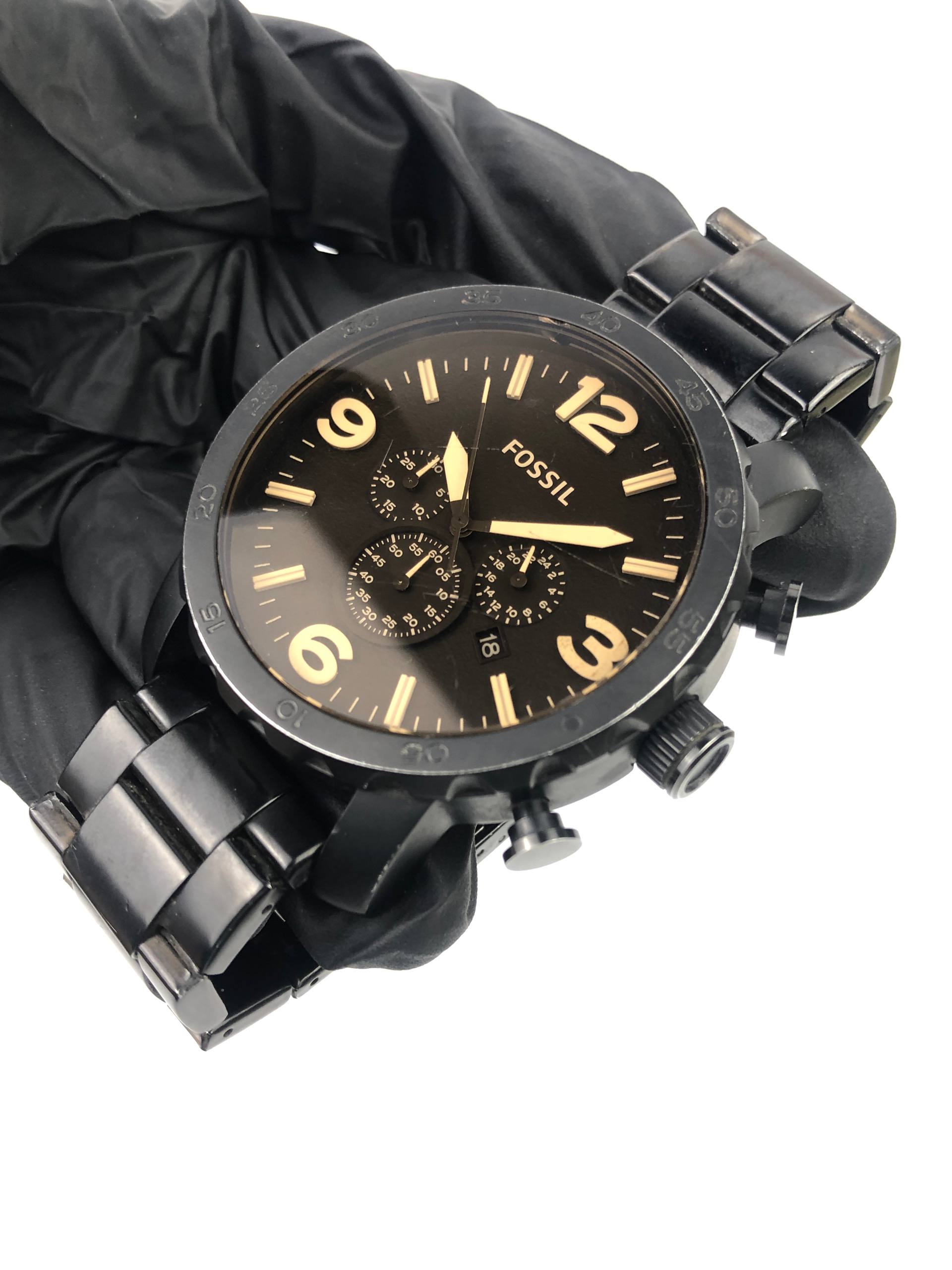 FOSSIL NATE CHRONOGRAPH BLACK DIAL FULL BLACK MEN’S WATCH - Gambar 3