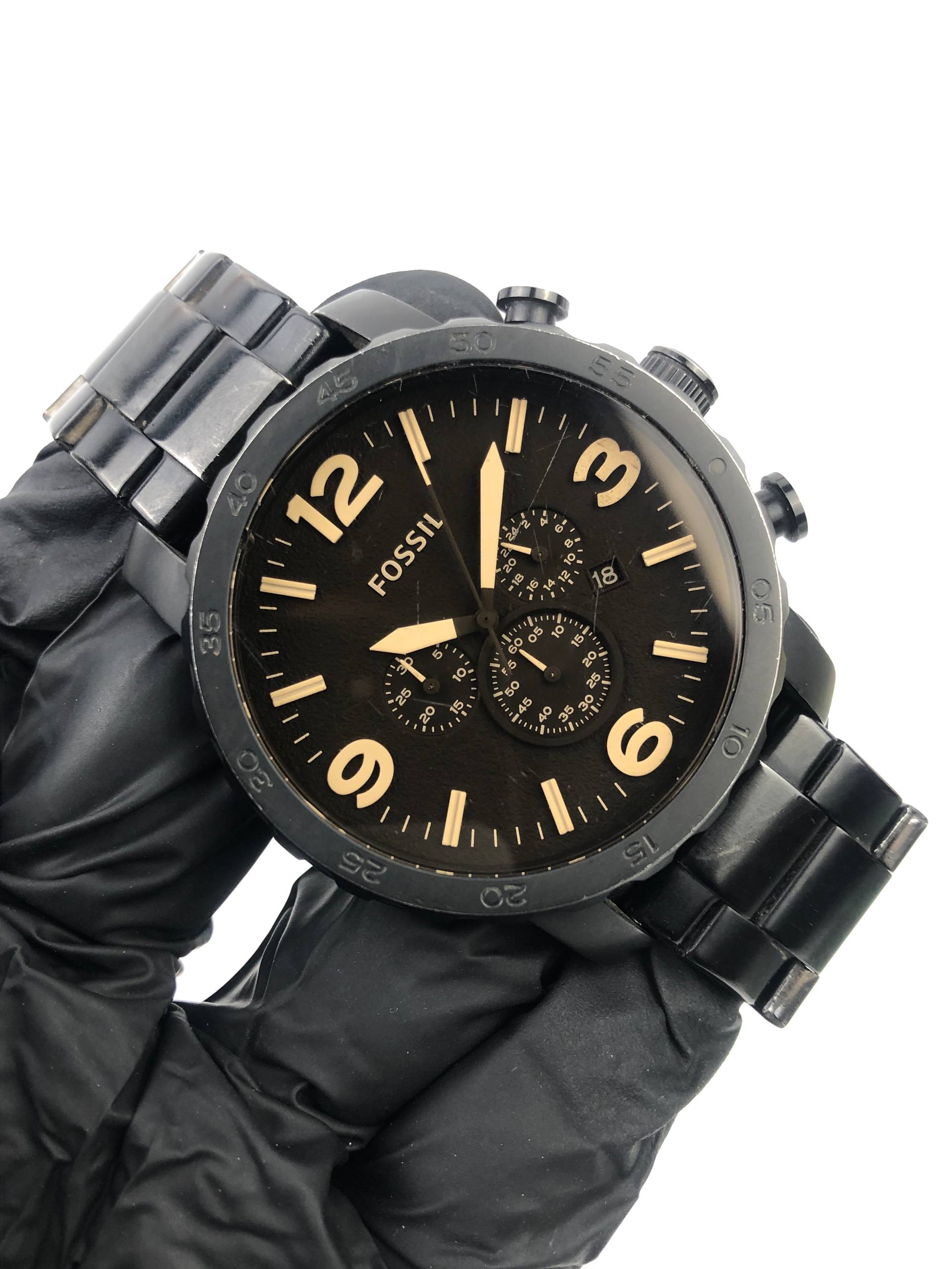 FOSSIL NATE CHRONOGRAPH BLACK DIAL FULL BLACK MEN’S WATCH - Gambar 4