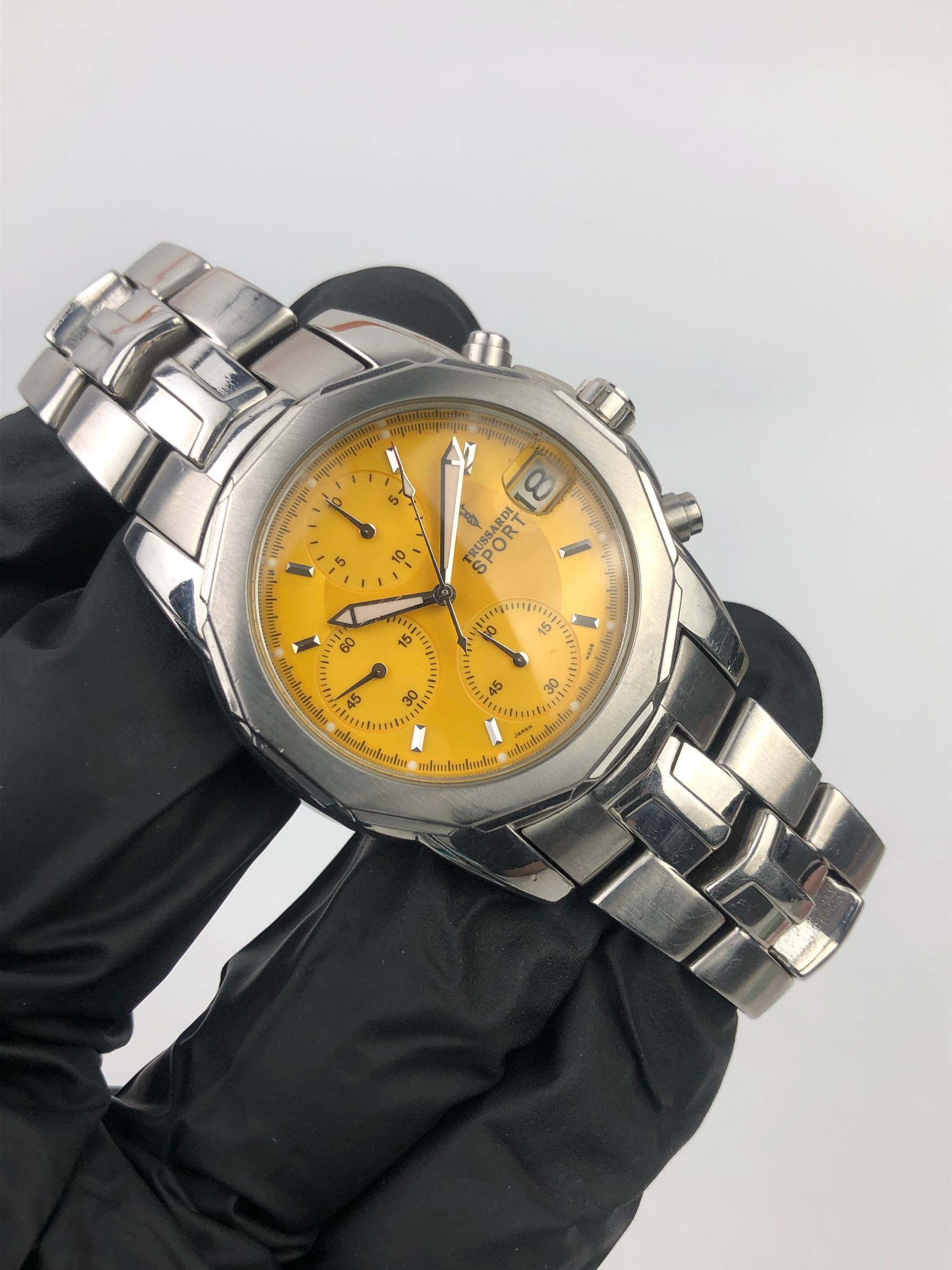 TRUSSARDI SPORTS CHRONOGRAP YELLOW DIAL ALL ORI - Gambar 4