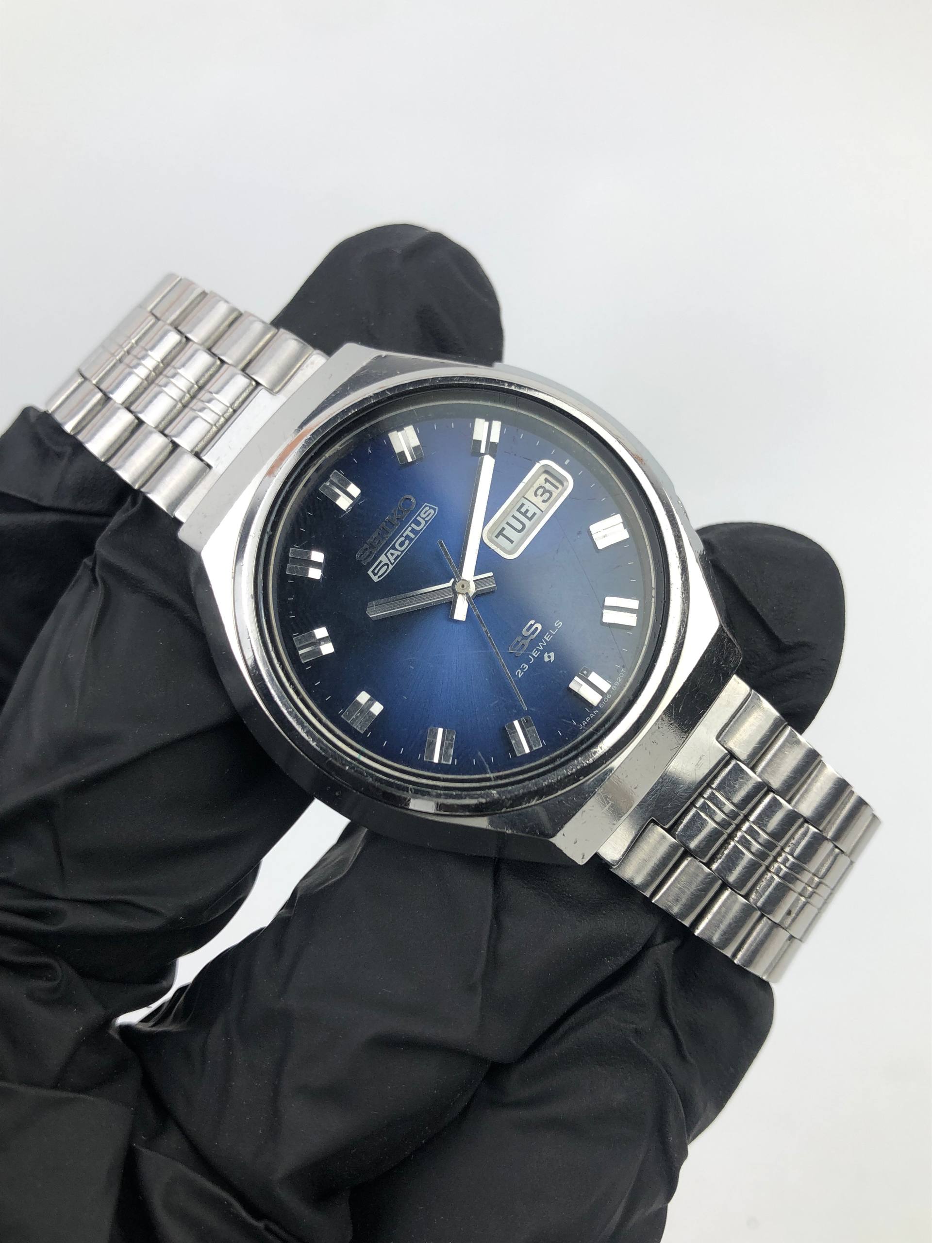 SEIKO 5 ACTUS CAL 6106 STOP SECOND BLUE DIAL - Gambar 3