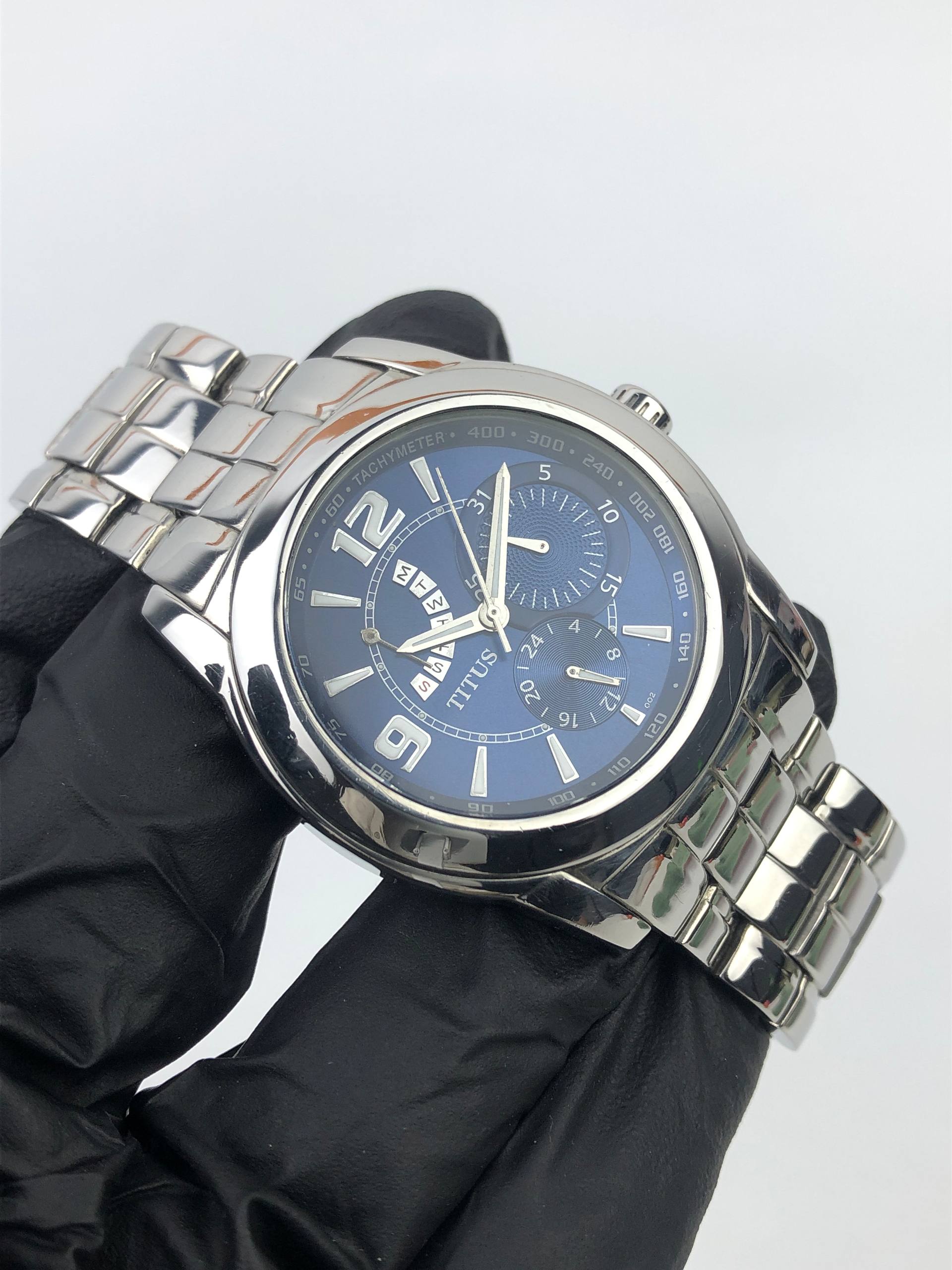 TITUS QUARTZ 06-1138 MULTIFUNCTION BLUE DIAL ORIGINAL - Gambar 3