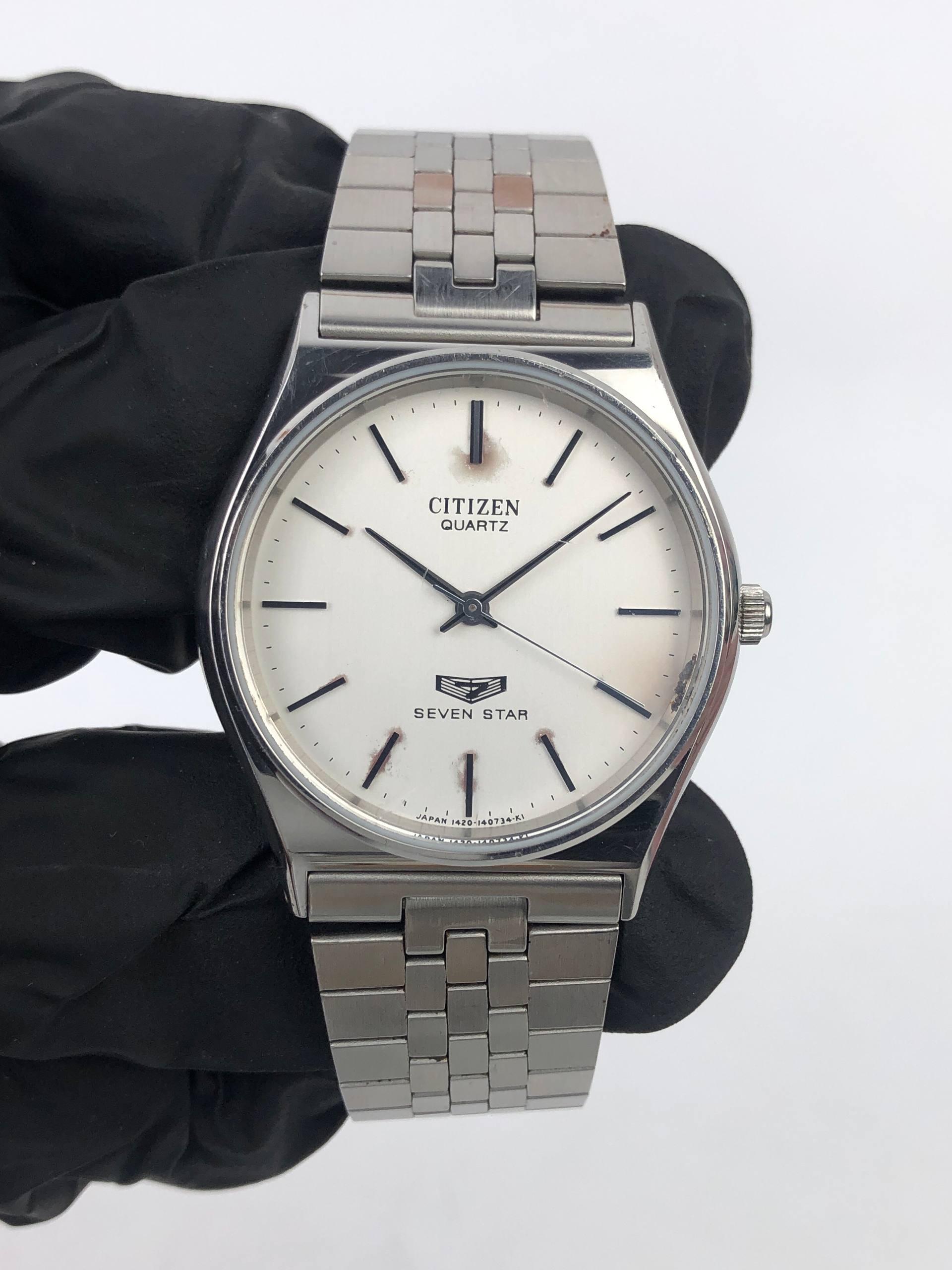CITIZEN SEVEN STAR QUARTZ WHITE DIAL MINIMALIST VINTAGE - Gambar 2