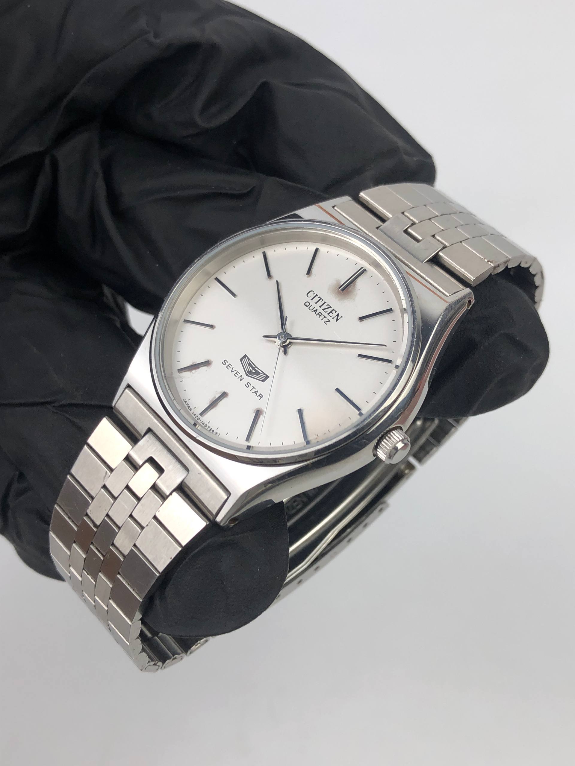 CITIZEN SEVEN STAR QUARTZ WHITE DIAL MINIMALIST VINTAGE - Gambar 4