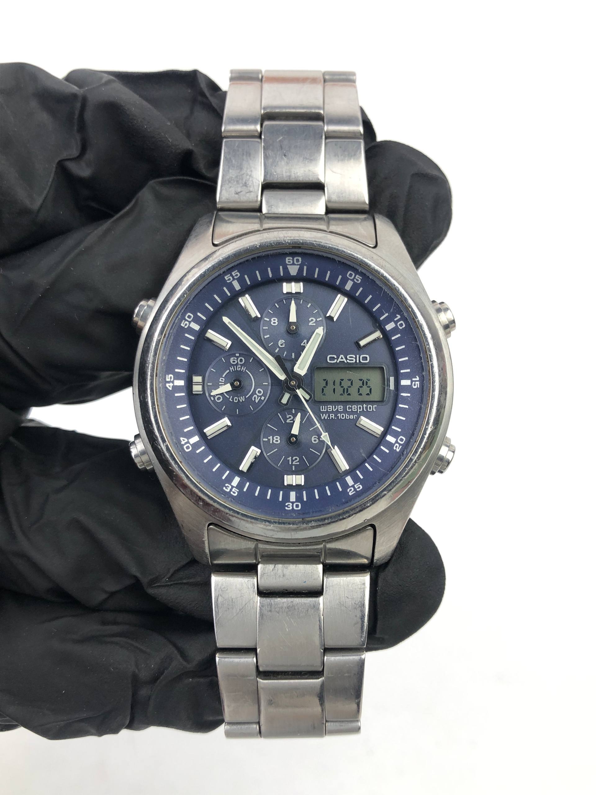 CASIO WVQ-500DJ WAVE CEPTOR ANA DIGI MULTIFUNCTION BLUE DIAL - Gambar 2