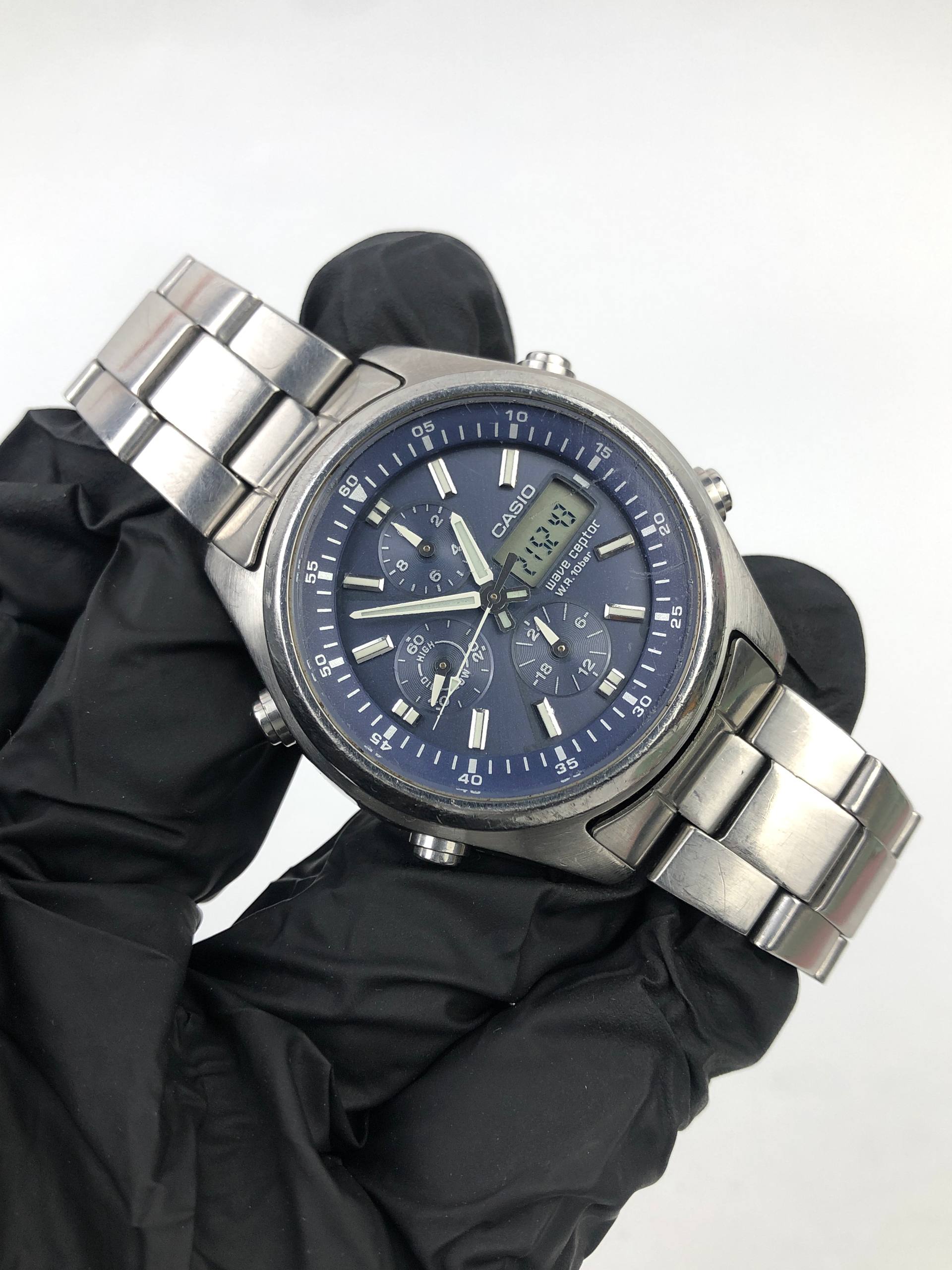 CASIO WVQ-500DJ WAVE CEPTOR ANA DIGI MULTIFUNCTION BLUE DIAL - Gambar 4