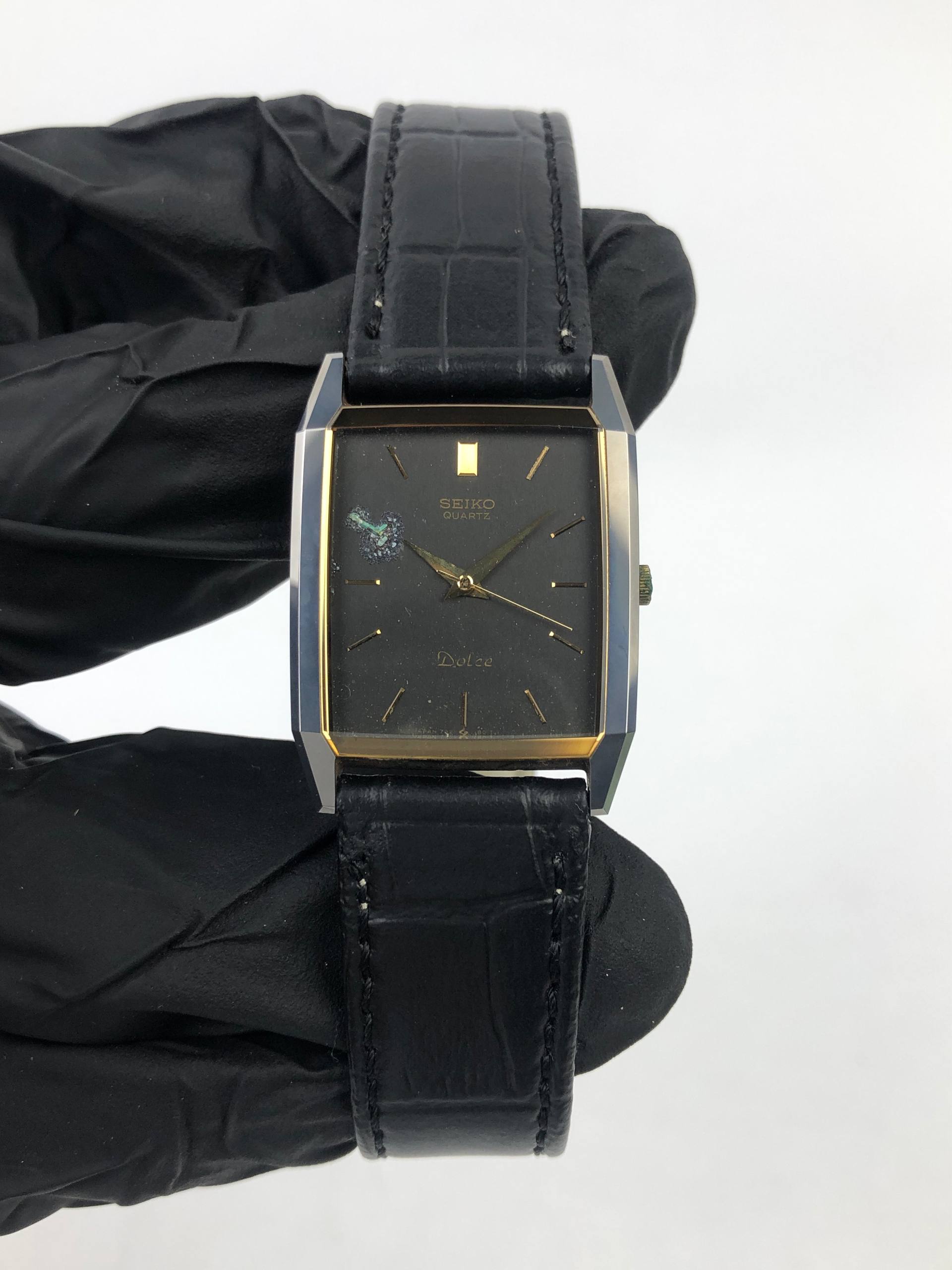 SEIKO DOLCE CAL 7321 TUNGSTEN CASE BLACK DIAL TANK QUARTZ DRESS WATCH - Gambar 2
