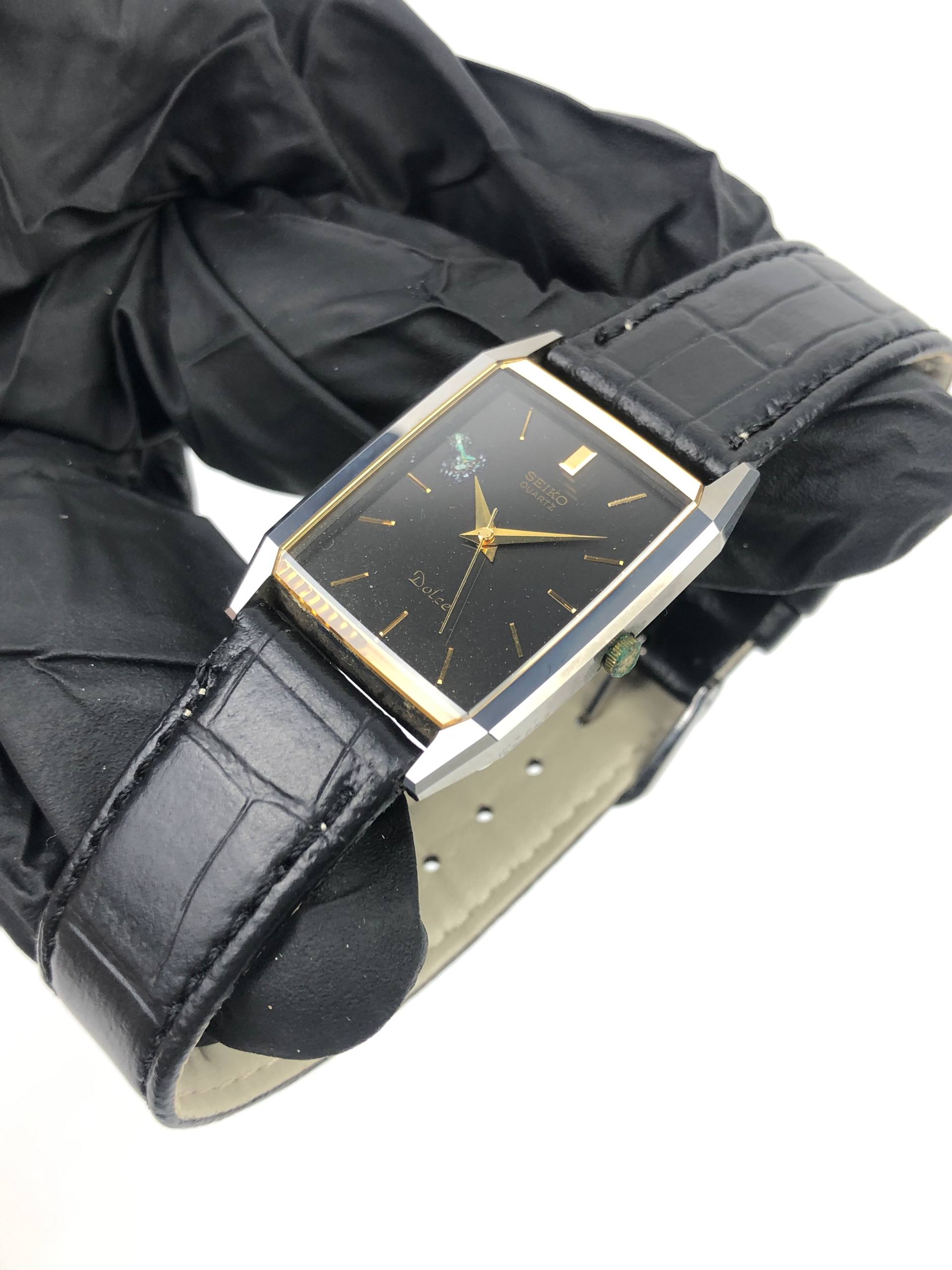 SEIKO DOLCE CAL 7321 TUNGSTEN CASE BLACK DIAL TANK QUARTZ DRESS WATCH - Gambar 3