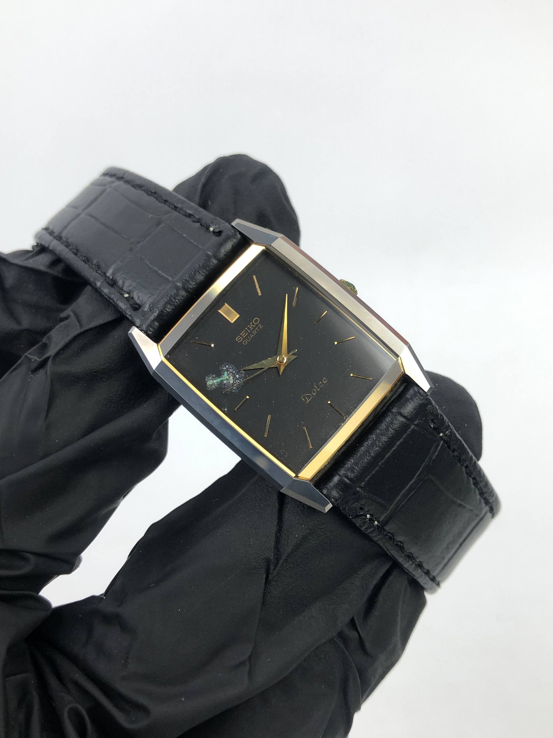 SEIKO DOLCE CAL 7321 TUNGSTEN CASE BLACK DIAL TANK QUARTZ DRESS WATCH - Gambar 4