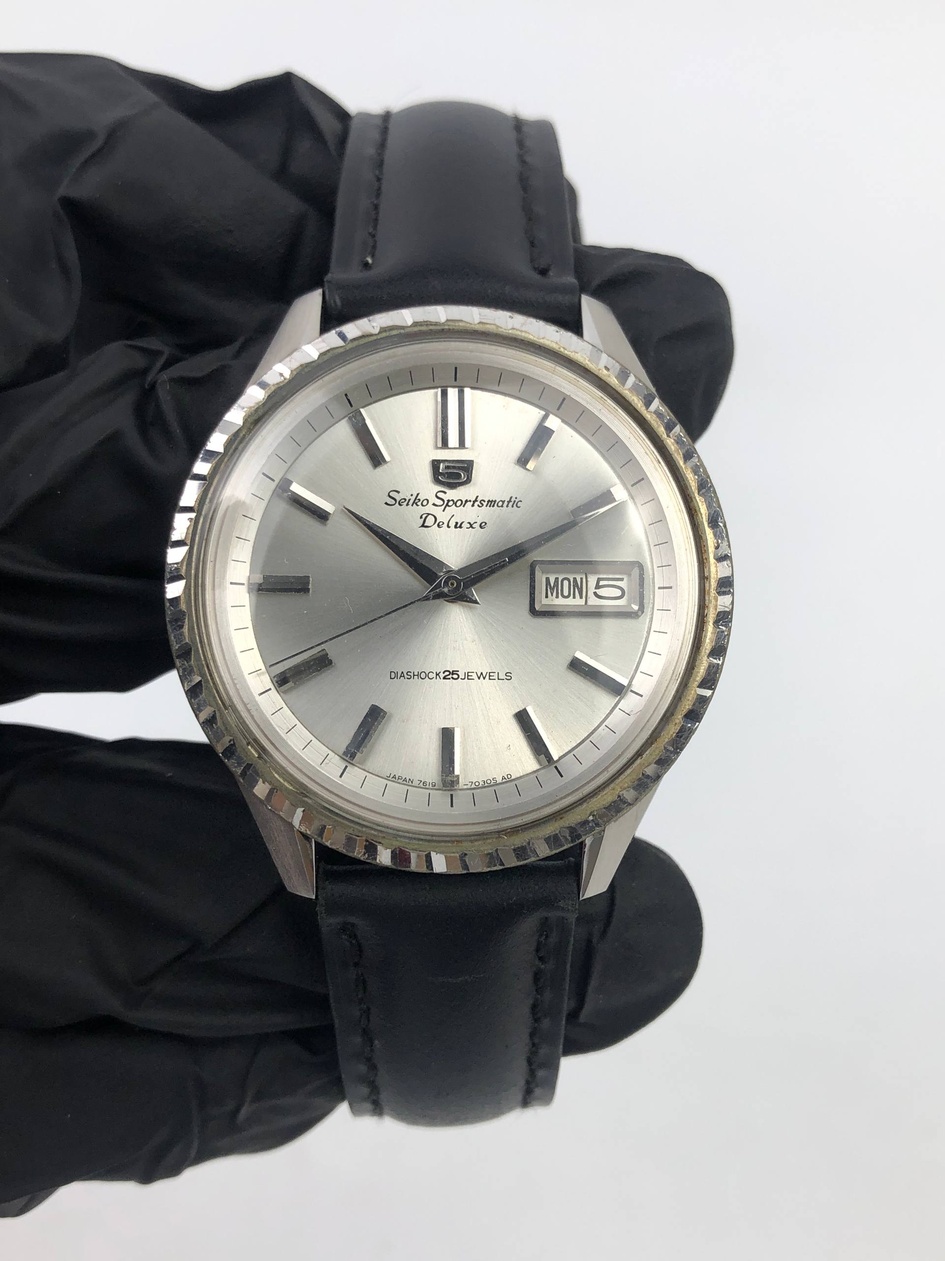 JDM SEIKO SPORTSMATIC DELUXE CAL 7619 AUTOMATIC 25 JEWELS SILVER SUNBURST - Gambar 2