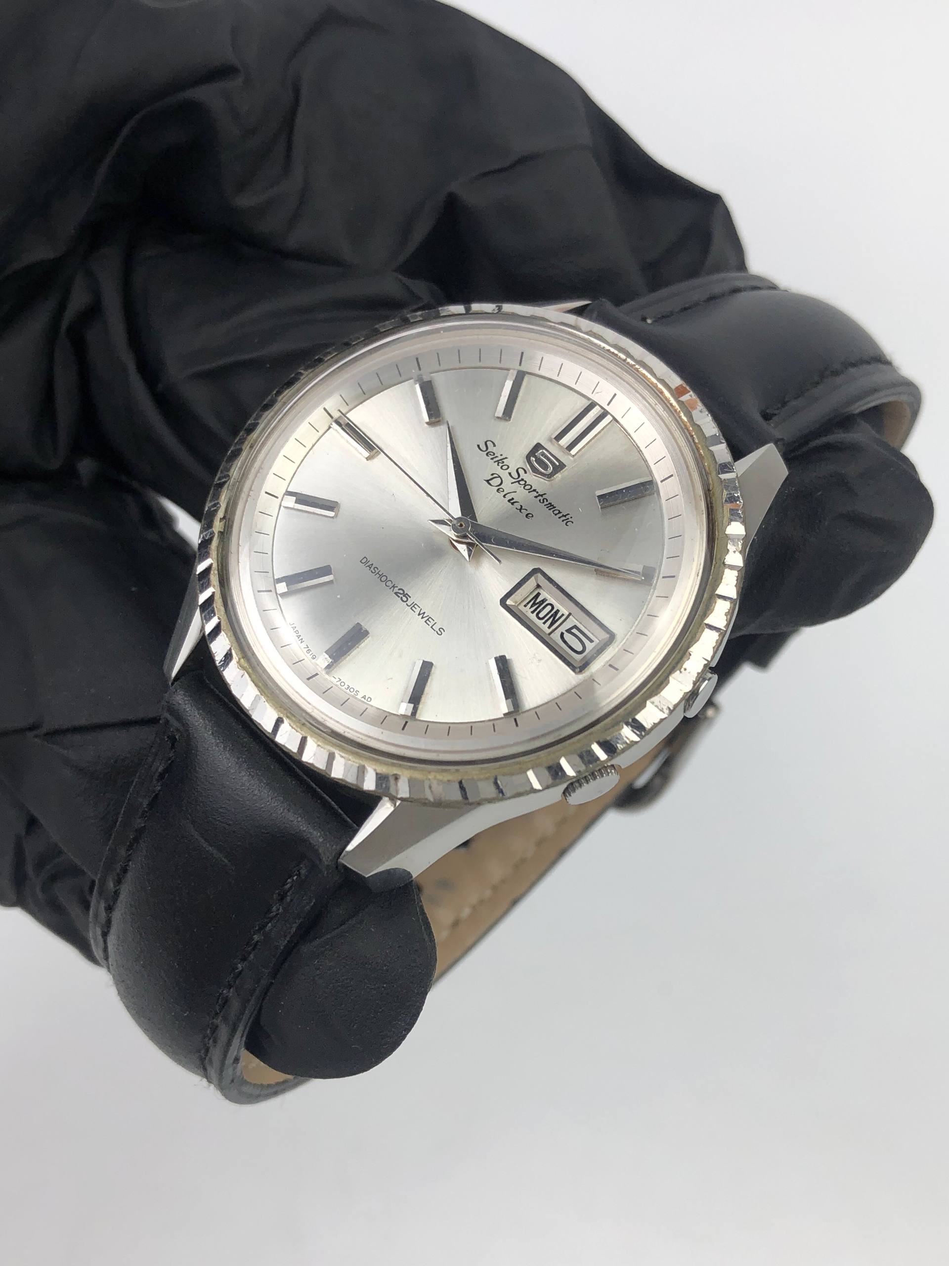 JDM SEIKO SPORTSMATIC DELUXE CAL 7619 AUTOMATIC 25 JEWELS SILVER SUNBURST - Gambar 3