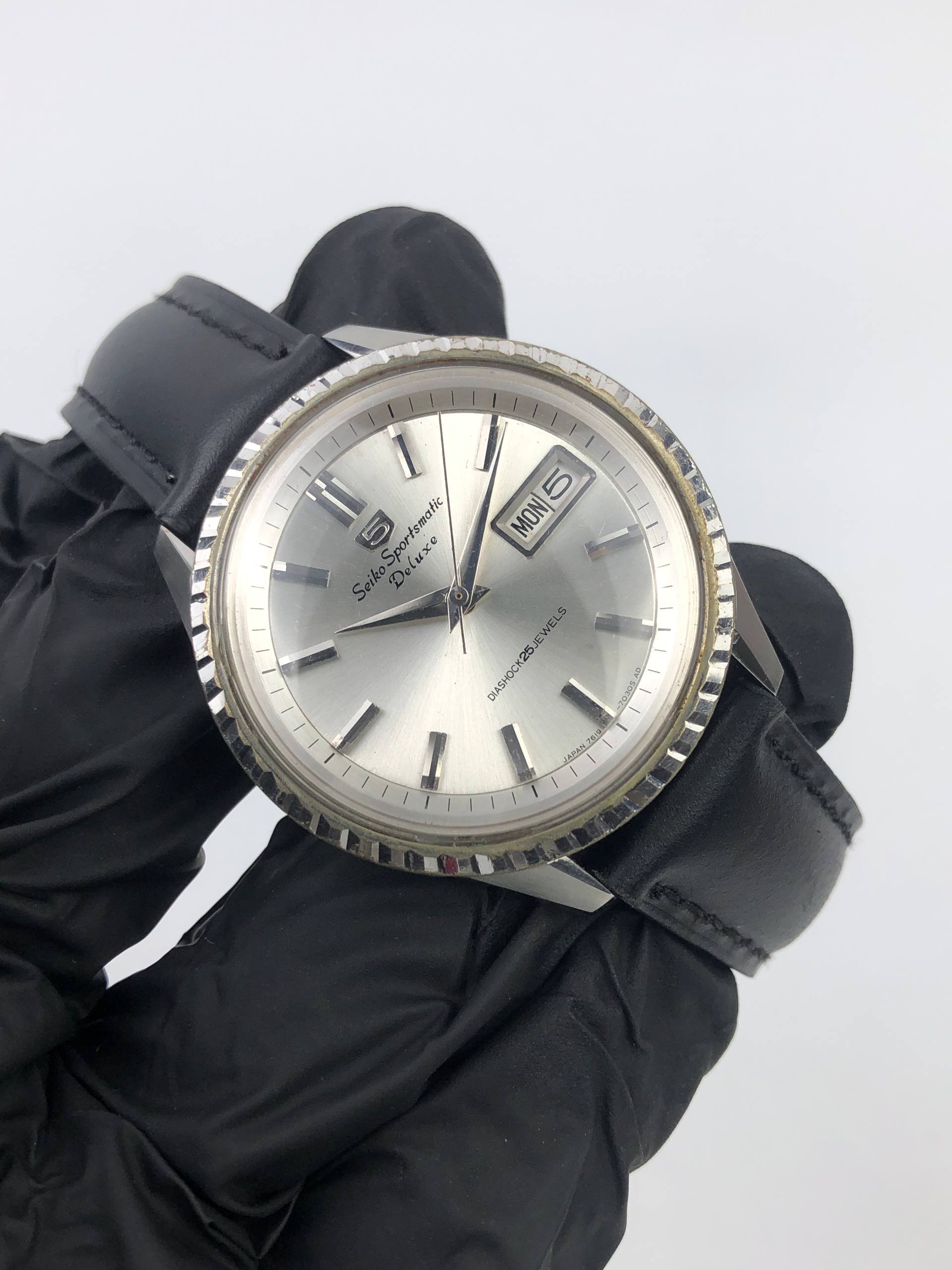 JDM SEIKO SPORTSMATIC DELUXE CAL 7619 AUTOMATIC 25 JEWELS SILVER SUNBURST - Gambar 4