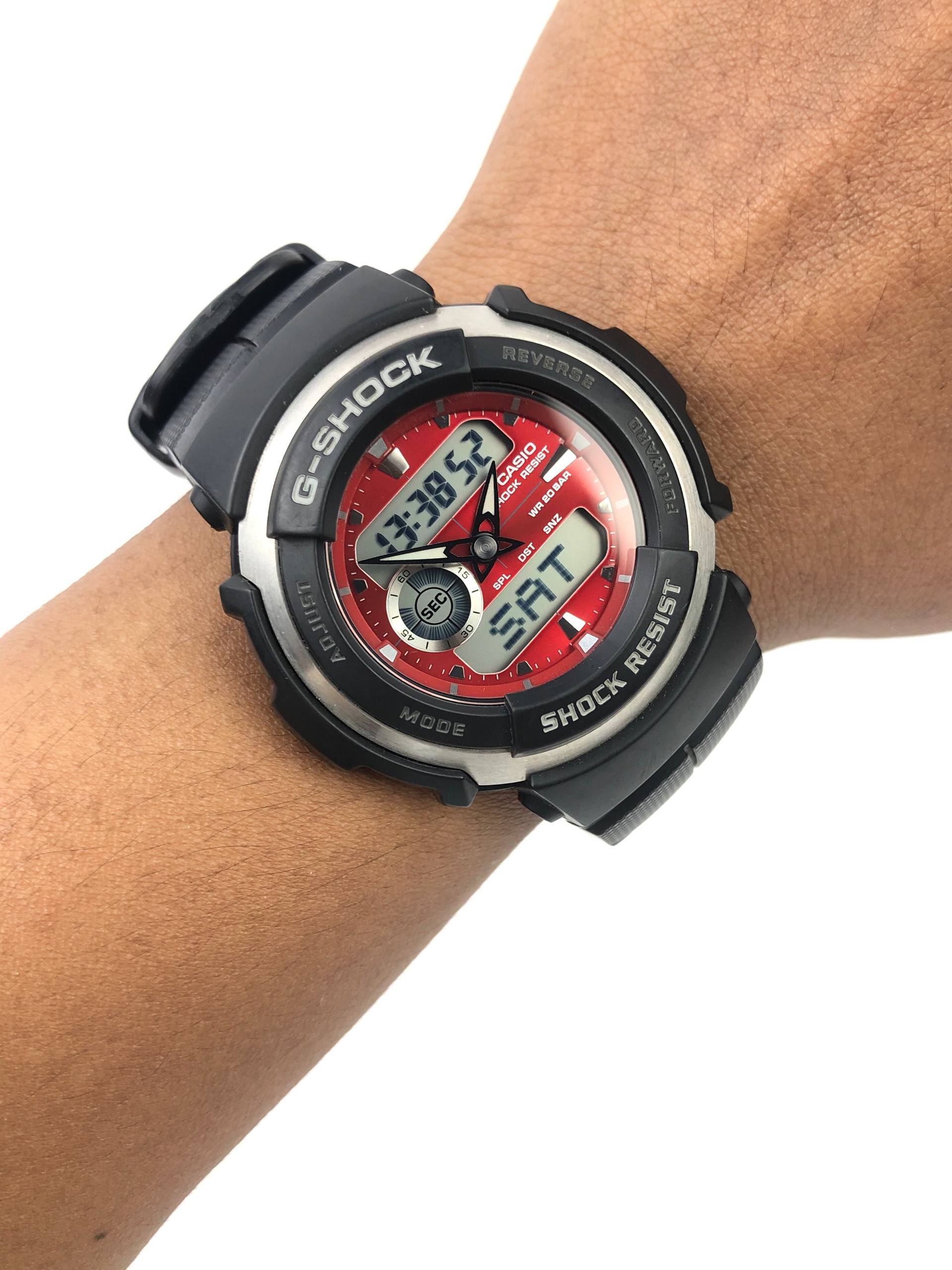 CASIO G SHOCK AW-591 ANALOG DIGITAL 200M SHOCK RESIST ORIGINAL RED DIAL