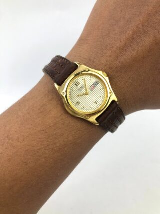 CITIZEN QUARTZ DAY DATE GUILLOCHE DIAL GOLD PLATED JAPAN ORIGINAL