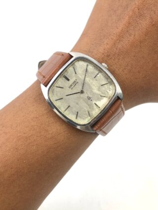 SEIKO QUARTZ CAL 4130VINTAGE TV SCREEN LINEN AGED DIAL JAPAN