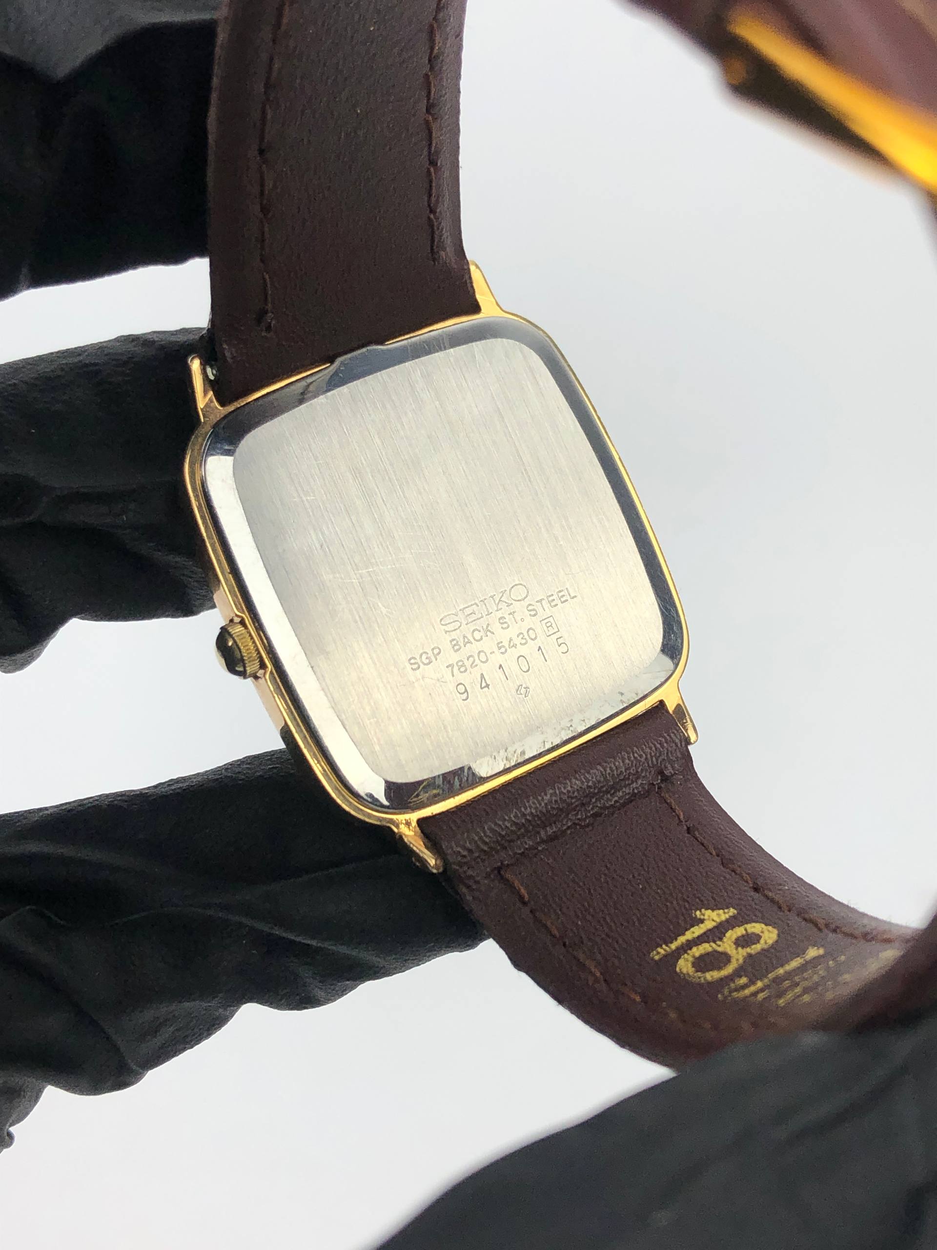 SEIKO CAL.7820 QUARTZ VINTAGE SQUARE GOLD LINEN DIAL JAPAN - Gambar 7