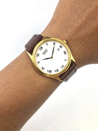 SEIKO CAL.7N29 REF.7N29-8001 KLASIK ROMAN DIAL DATE GOLD JAPAN