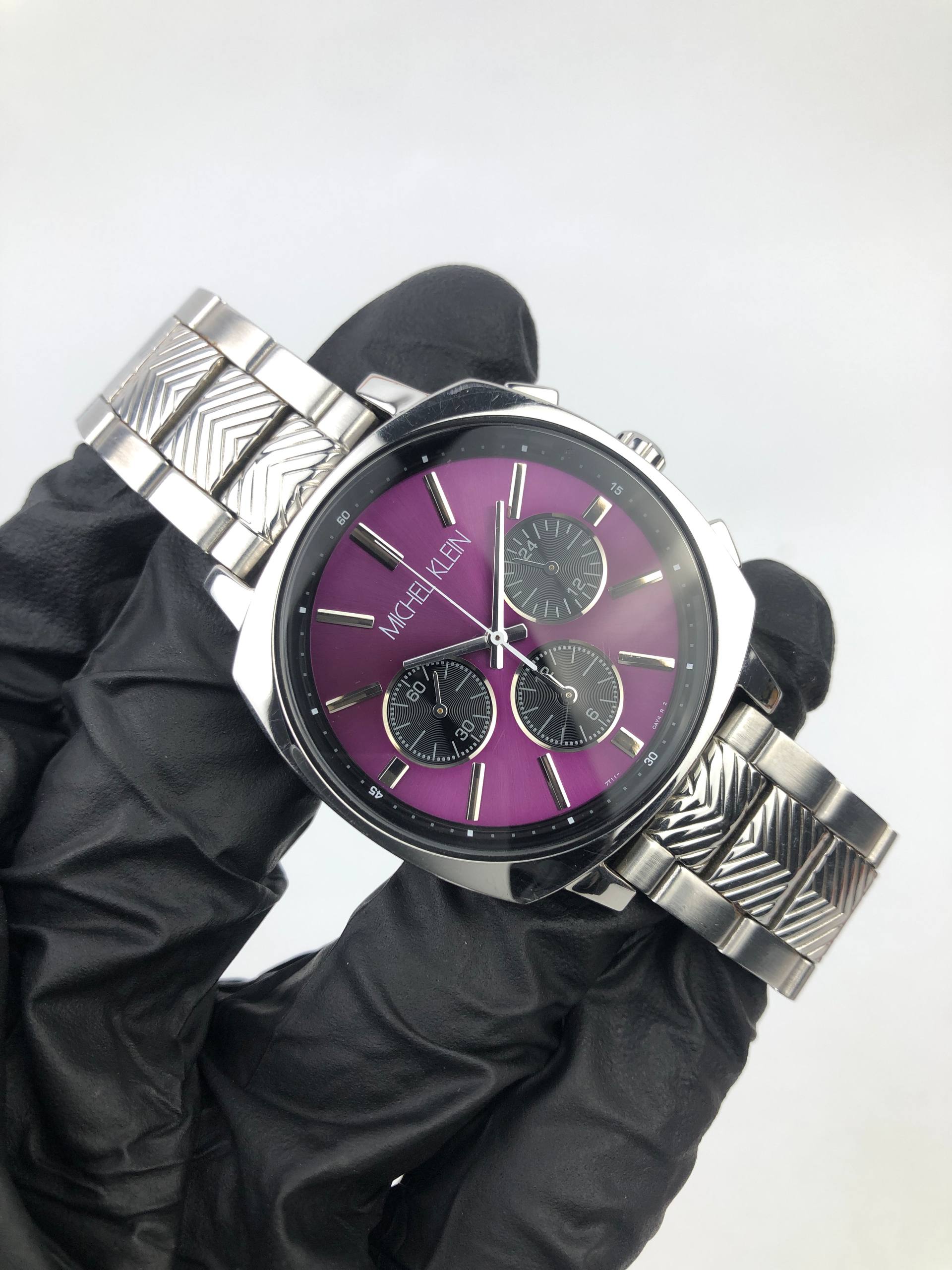 MICHAEL KLEIN PURPLE DIAL MULTIFUNCTION STEEL BRACELET - Gambar 4