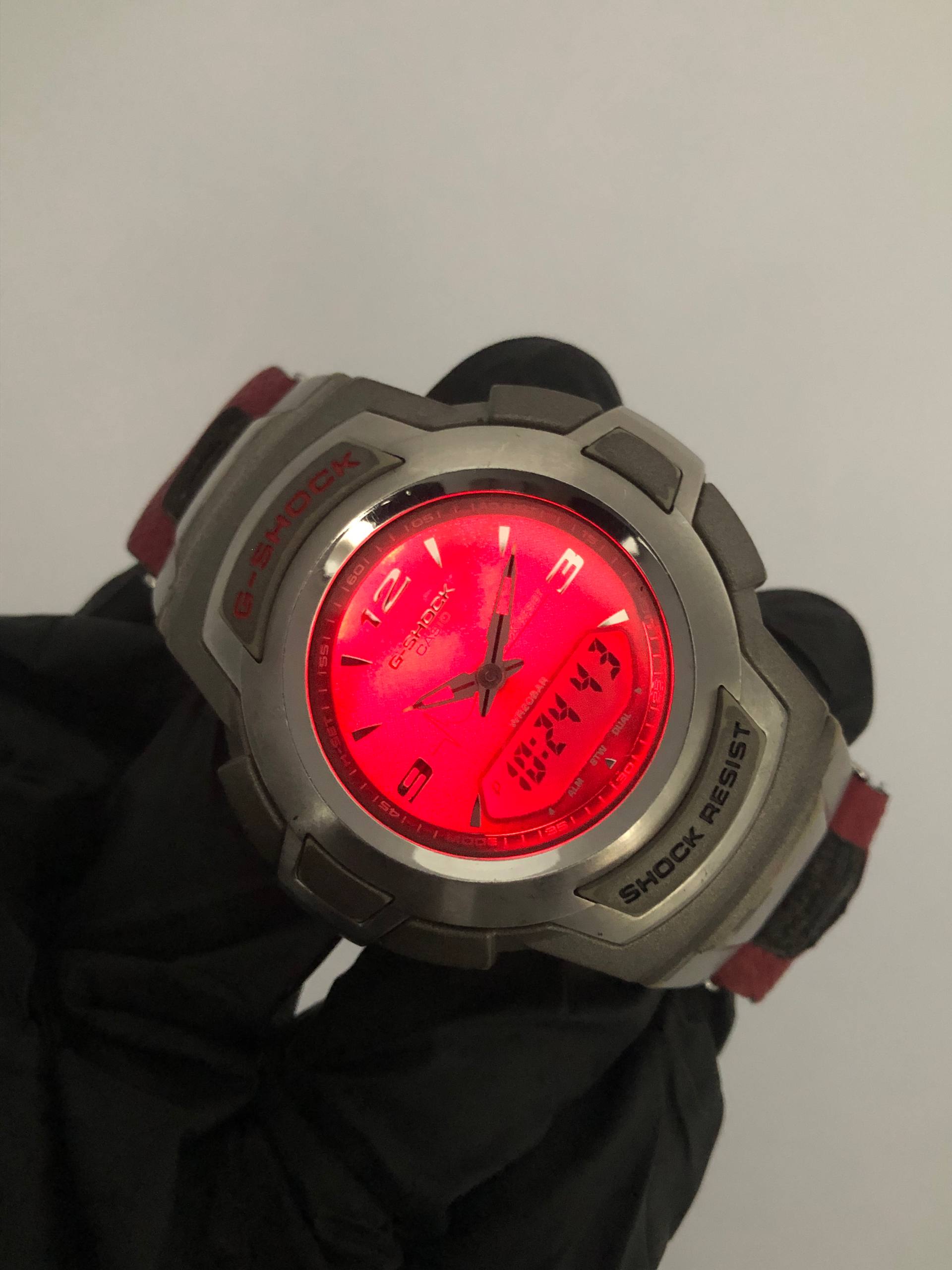 CASIO G-SHOCK ANA-DIGI RED DIAL SHOCK RESIST WR200M WATCH - Gambar 5