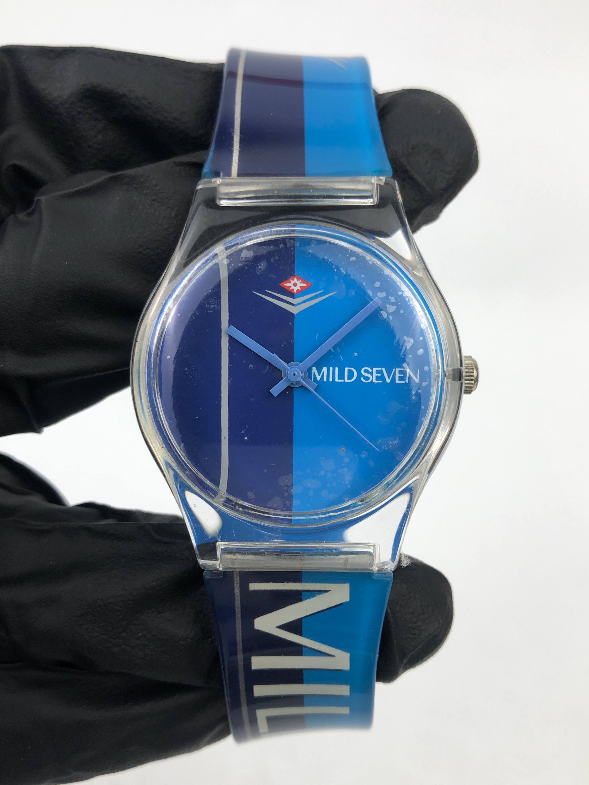 MILD SEVEN PROMOTIONAL BLUE DIAL TRANSPARENT CASE QUARTZ WATCH - Gambar 2