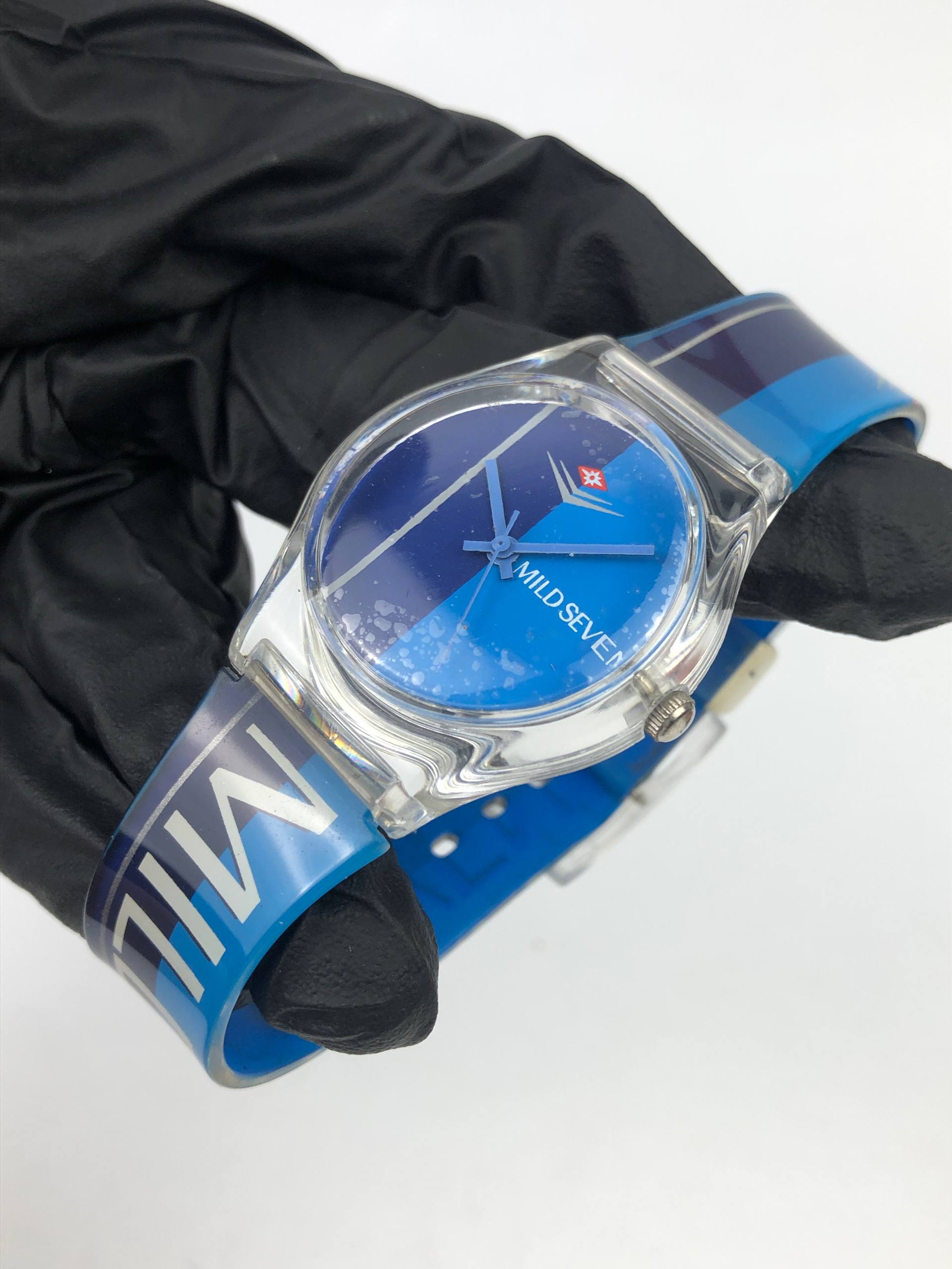 MILD SEVEN PROMOTIONAL BLUE DIAL TRANSPARENT CASE QUARTZ WATCH - Gambar 3