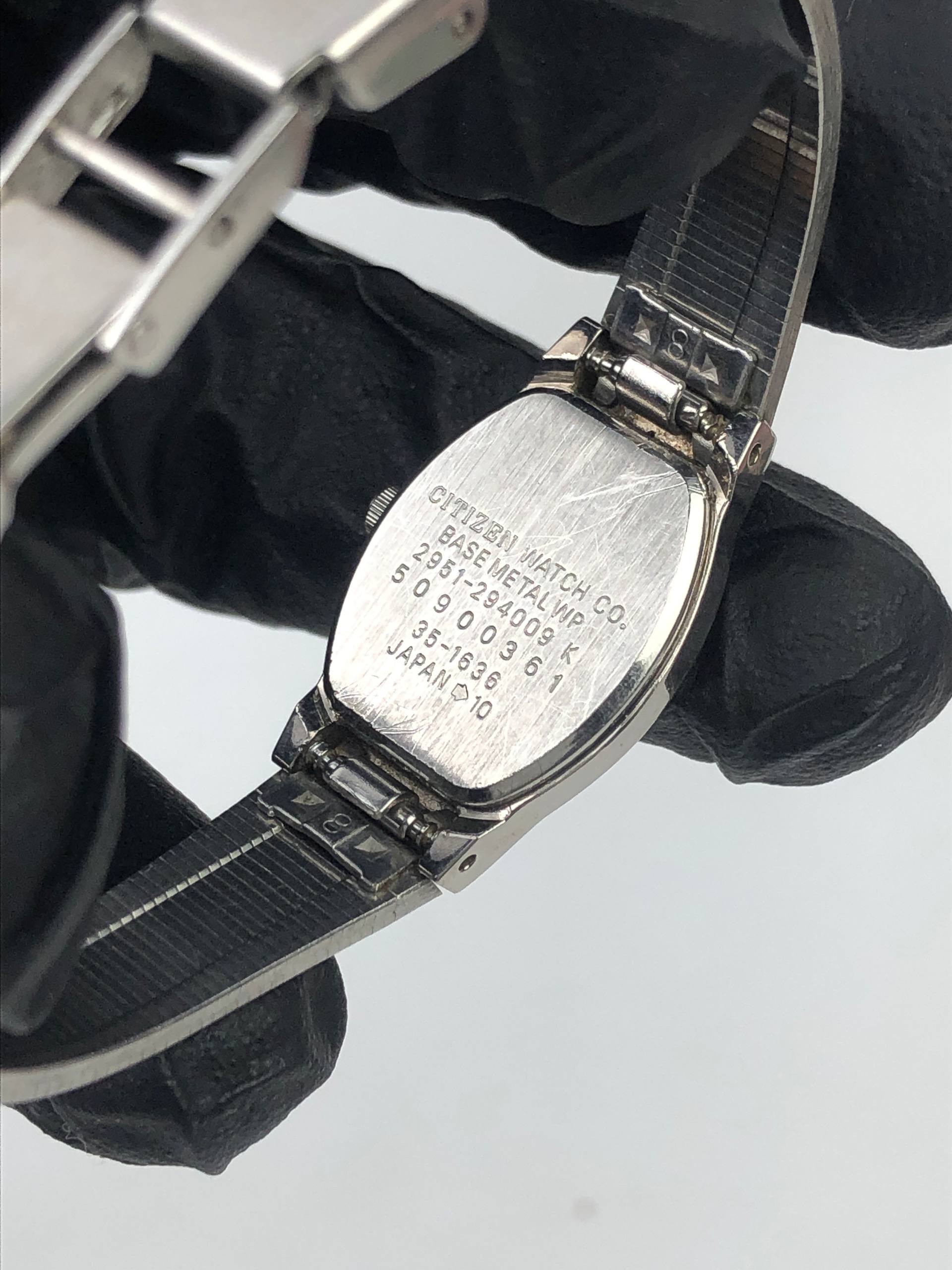 CITIZEN QUARTZ VINTAGE LADIES SILVER TANK DIAL BRACELET JAPAN - Gambar 8