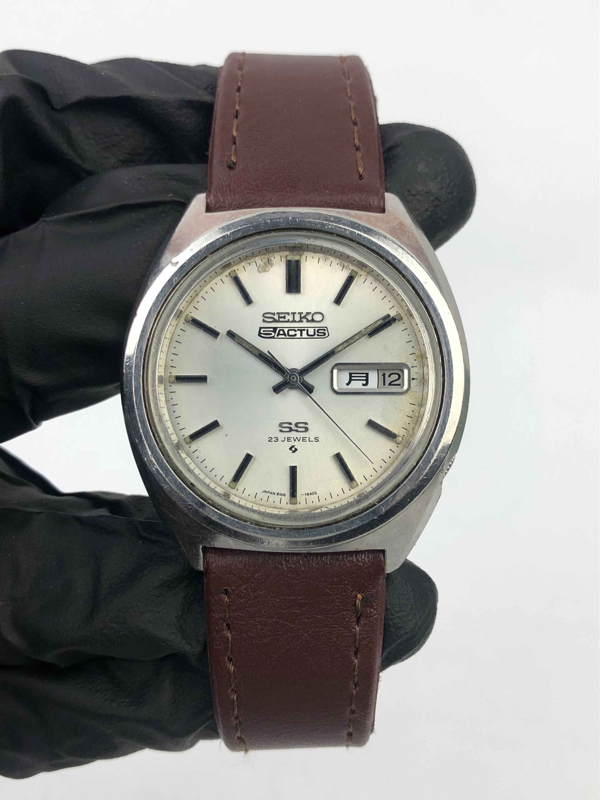 SEIKO 5ACTUS SS 23 JEWELS AUTOMATIC SILVER DIAL DAY DATE JAPAN - Gambar 2
