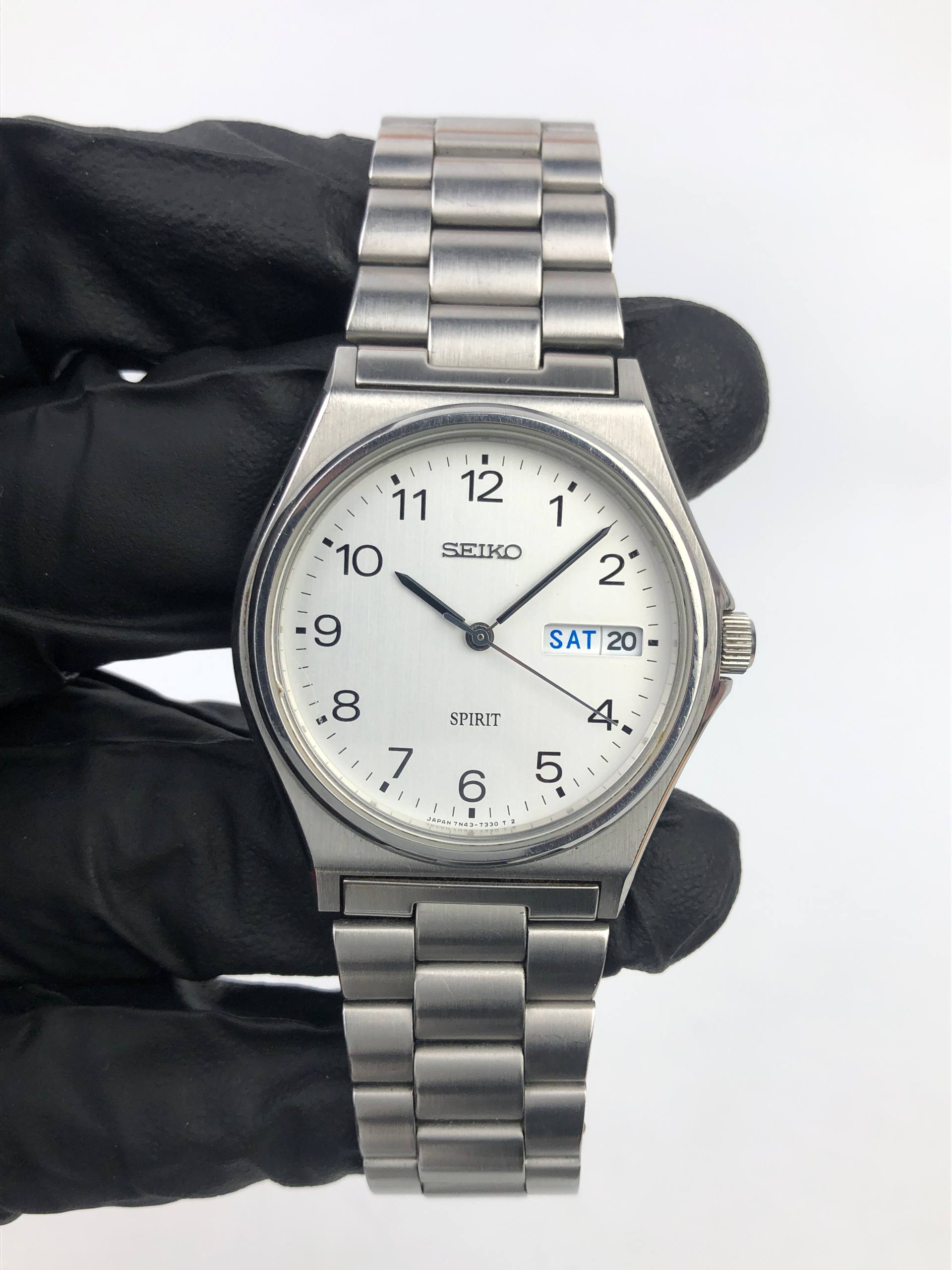 SEIKO SPIRIT JDM WHITE ARABIC DIAL DAY DATE STAINLESS STEEL JAPAN - Gambar 2