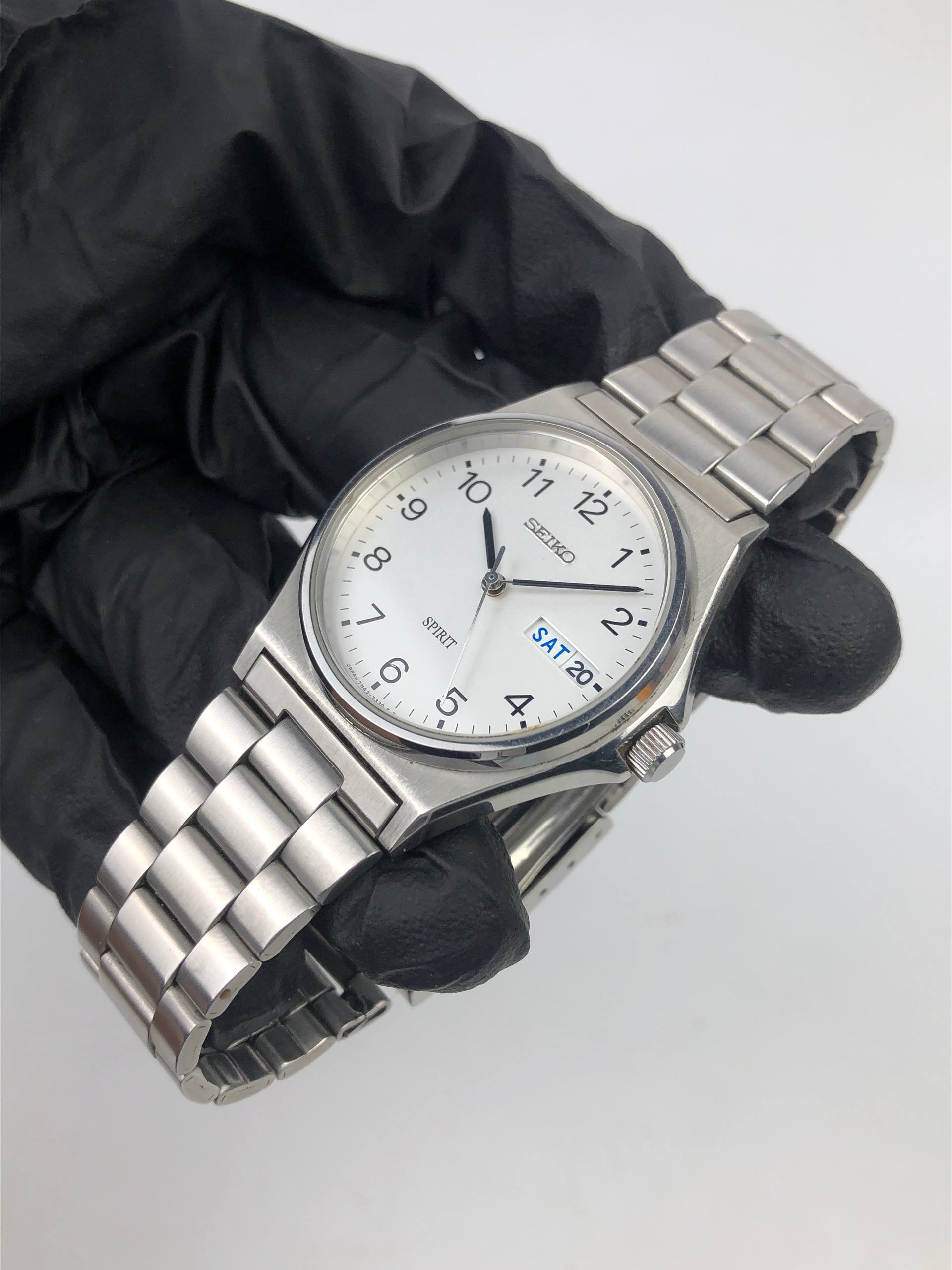 SEIKO SPIRIT JDM WHITE ARABIC DIAL DAY DATE STAINLESS STEEL JAPAN - Gambar 3