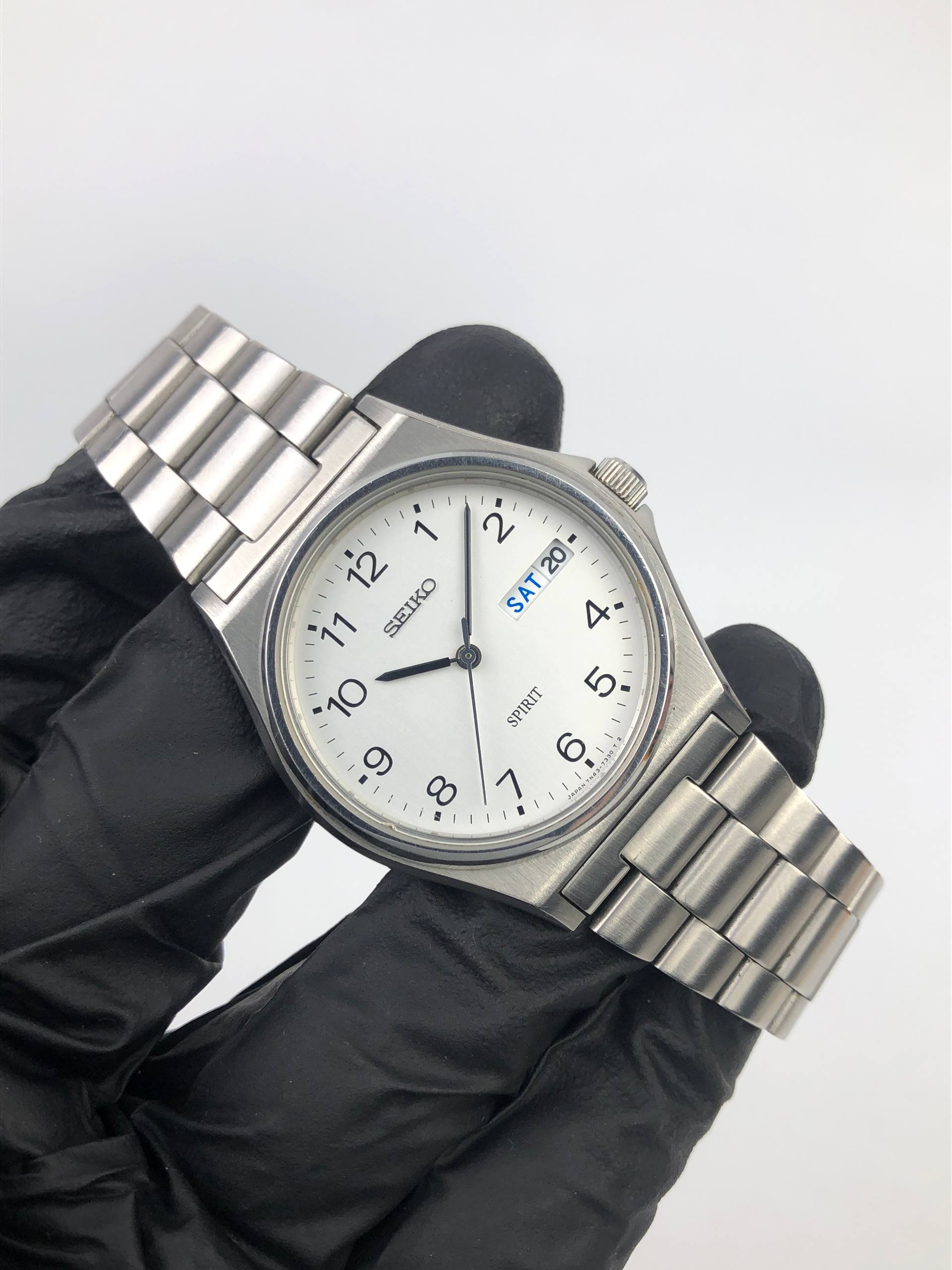 SEIKO SPIRIT JDM WHITE ARABIC DIAL DAY DATE STAINLESS STEEL JAPAN - Gambar 4