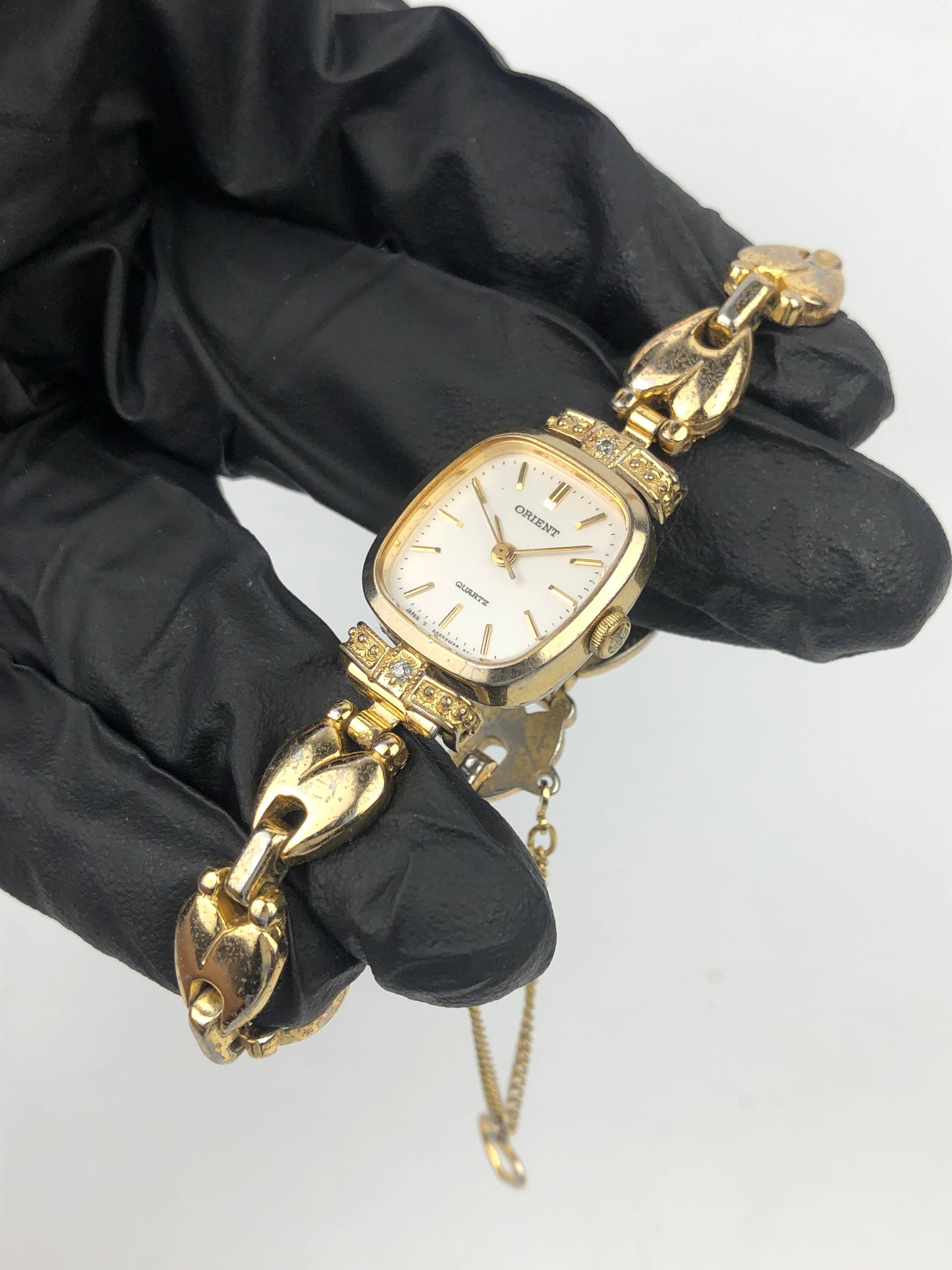 ORIENT VINTAGE QUARTZ JEWELRY GOLD TONE LADIES DRESS WATCH JAPAN - Gambar 3