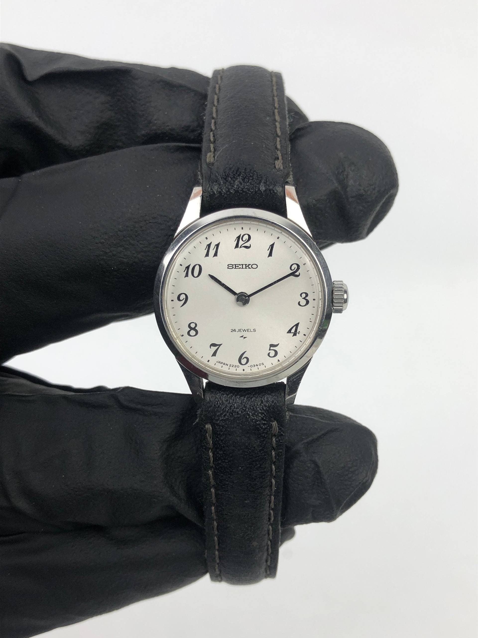SEIKO 2420-0180 24 JEWELS WHITE ARABIC DIAL AUTOMATIC WATCH - Gambar 2