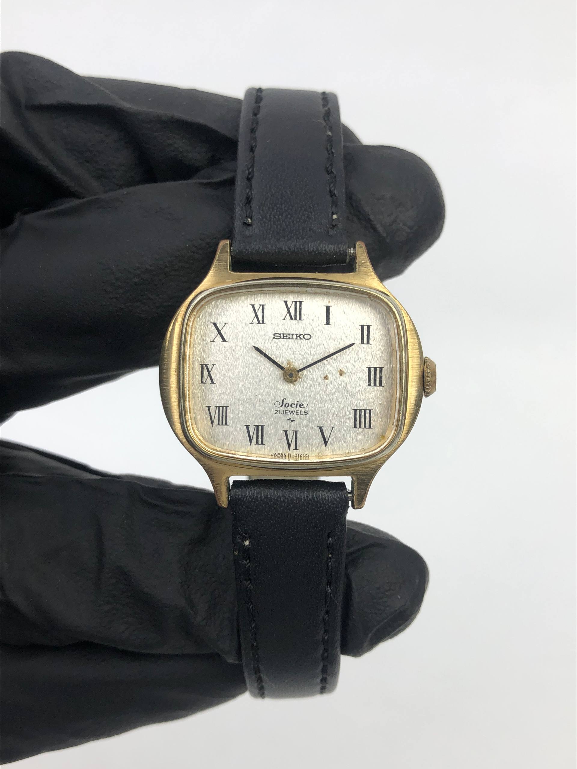 SEIKO SOCIE 21 JEWELS LINEN ROMAN DIAL MANUAL WATCH - Gambar 2