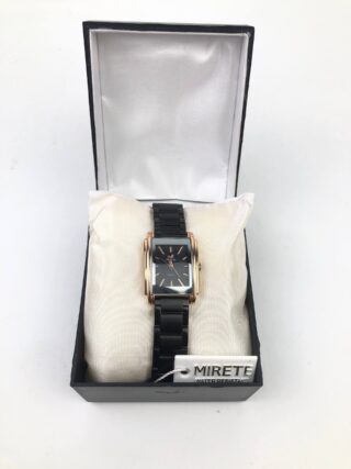 MIRETE LADIES BLACK DIAL RECTANGULAR DRESS WATCH