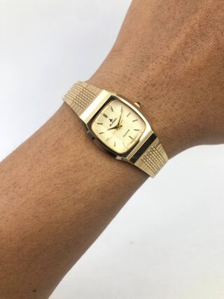 BUREN QUARTZ CHAMPAGNE TEXTURED DIAL INTEGRATED BRACELET DRESS WATCH