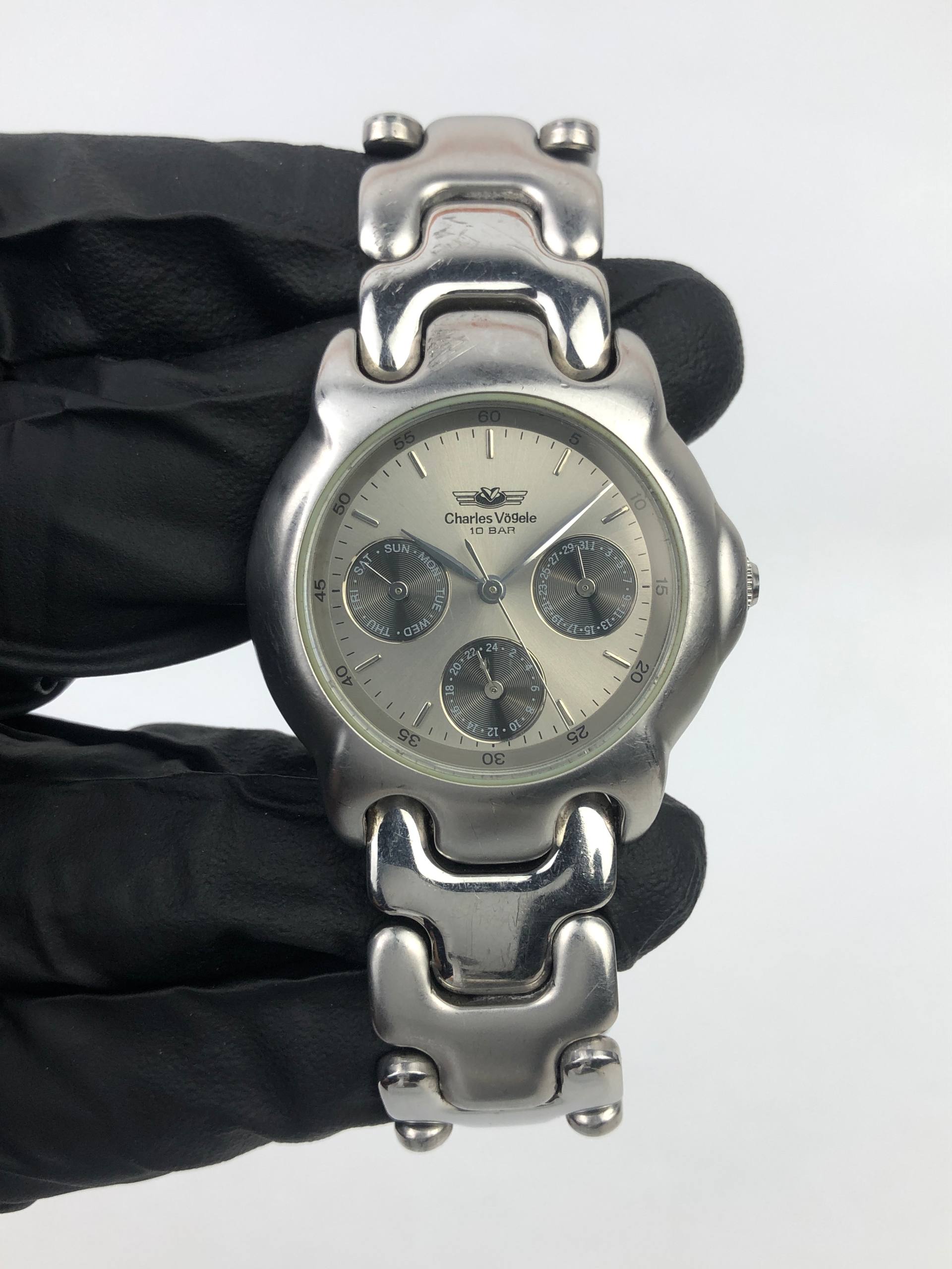 CHARLES VÖGELE MULTIFUNCTION SILVER DIAL DAY DATE 24 HOUR WATCH - Gambar 2