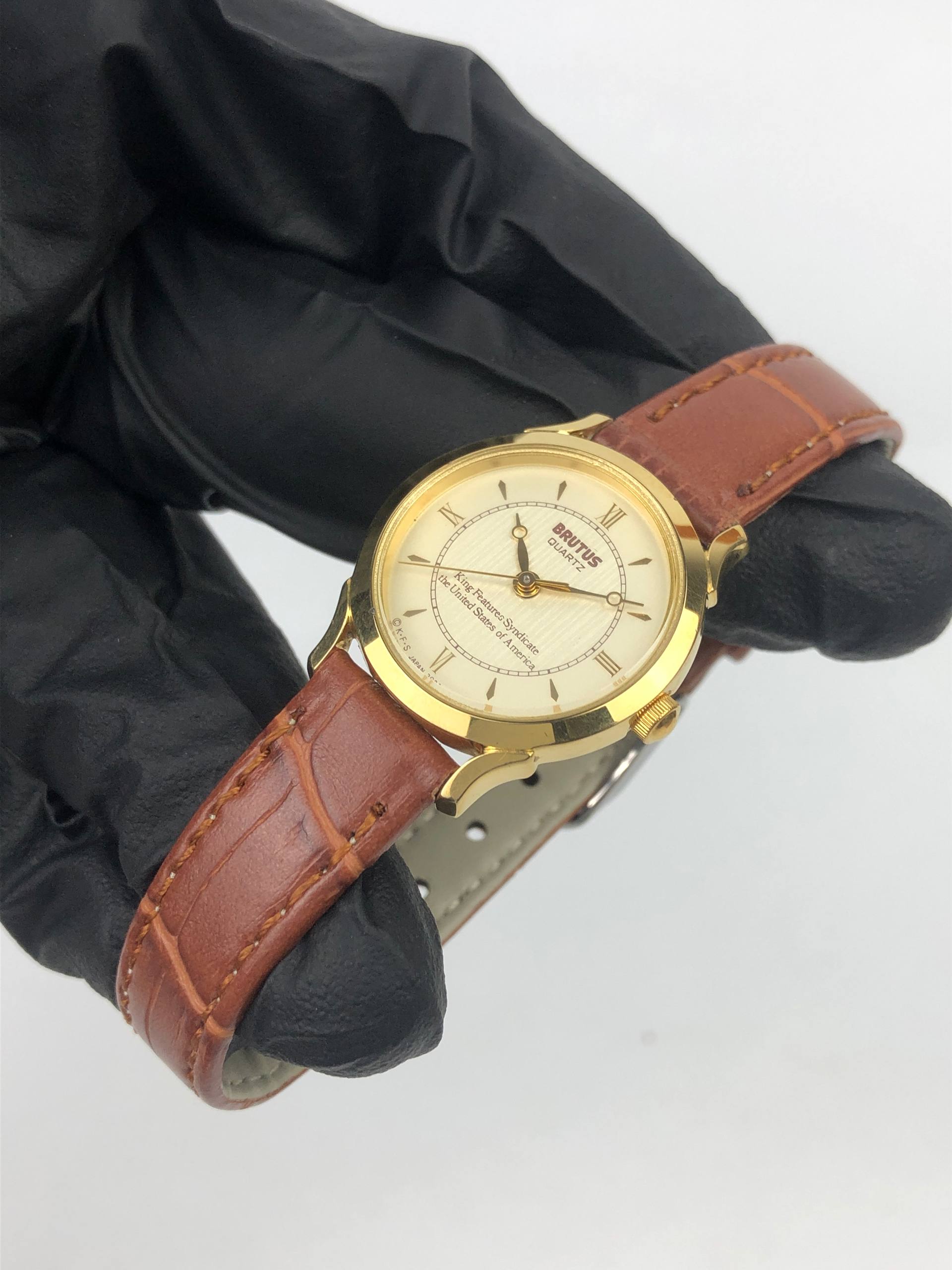 VINTAGE BRUTUS QUARTZ CLASSIC CHAMPAGNE DIAL BREGUET HANDS DRESS WATCH - Gambar 3