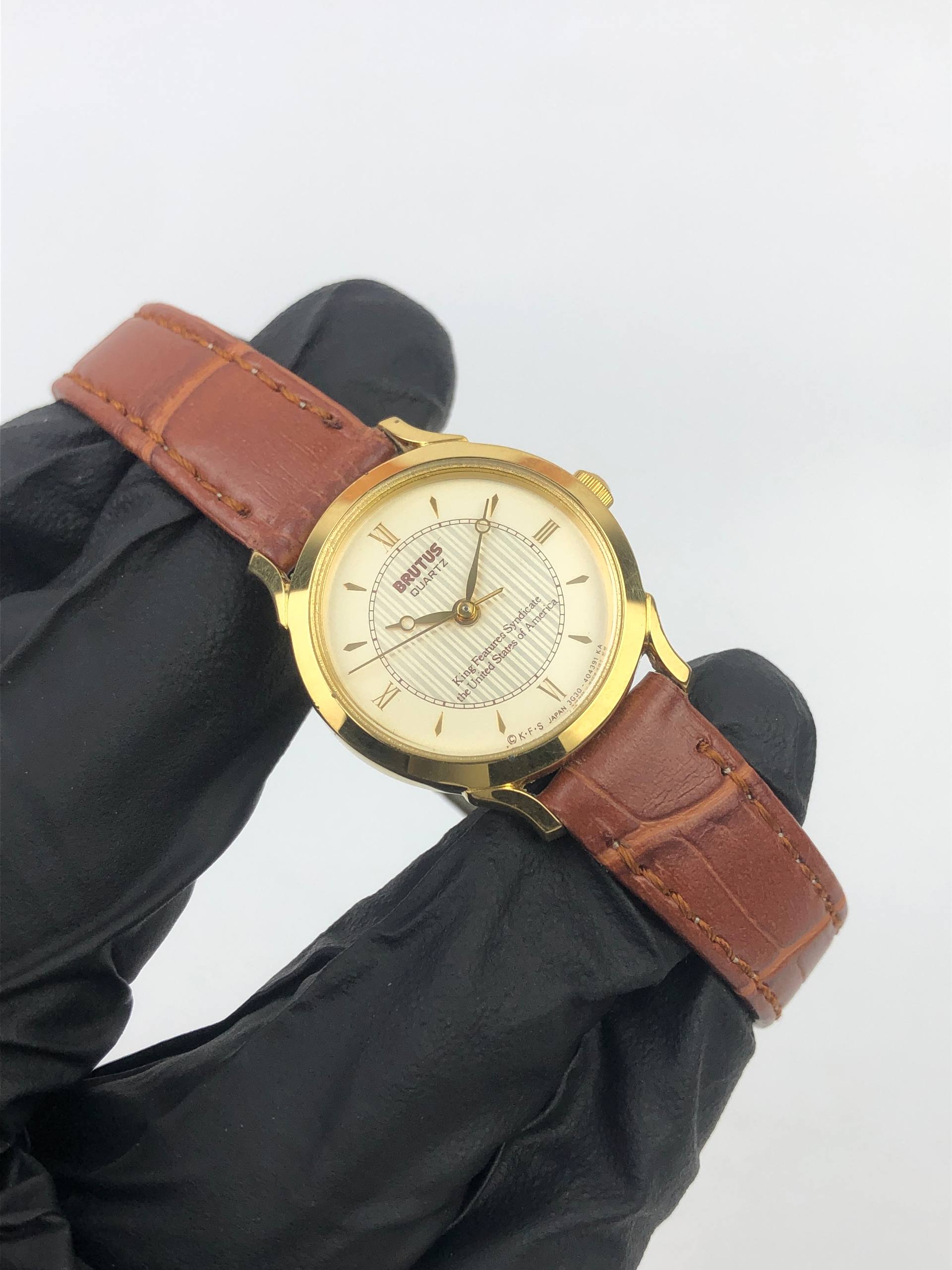 VINTAGE BRUTUS QUARTZ CLASSIC CHAMPAGNE DIAL BREGUET HANDS DRESS WATCH - Gambar 4