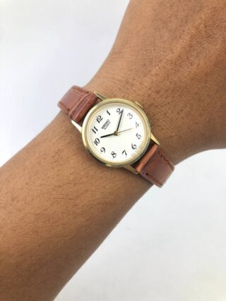 VINTAGE SEIKO QUARTZ CLASSIC WHITE DIAL GOLD TONE DRESS WATCH