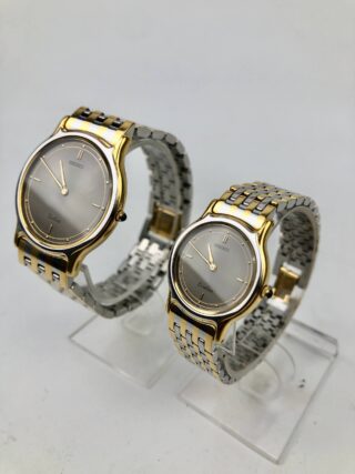 COUPLE SET SEIKO DOLCE CAL. 9530 & EXCELINE CAL. 7320 GREY SUNBURST DIAL TWO TONE